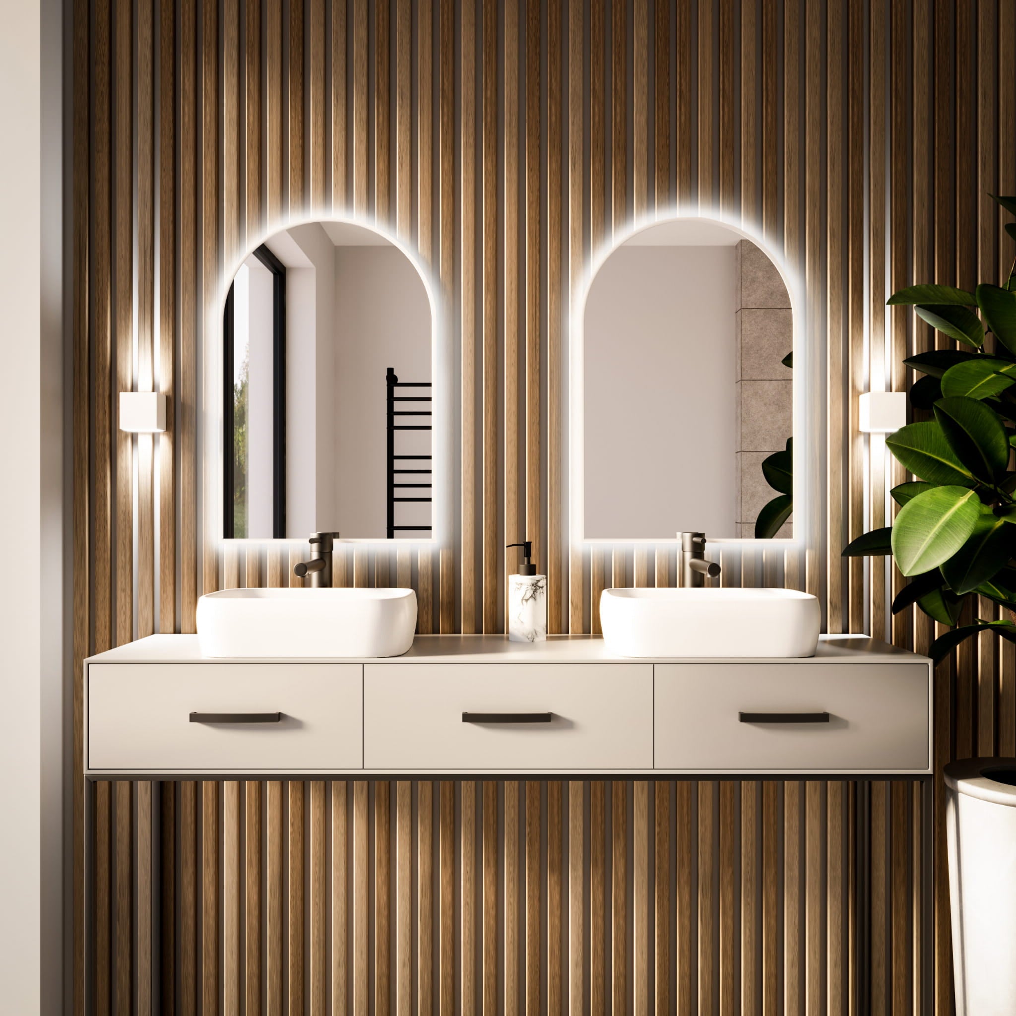 Lustro Tiny Border Pastille Cut 100x60 ramka biała barwa światła zimna