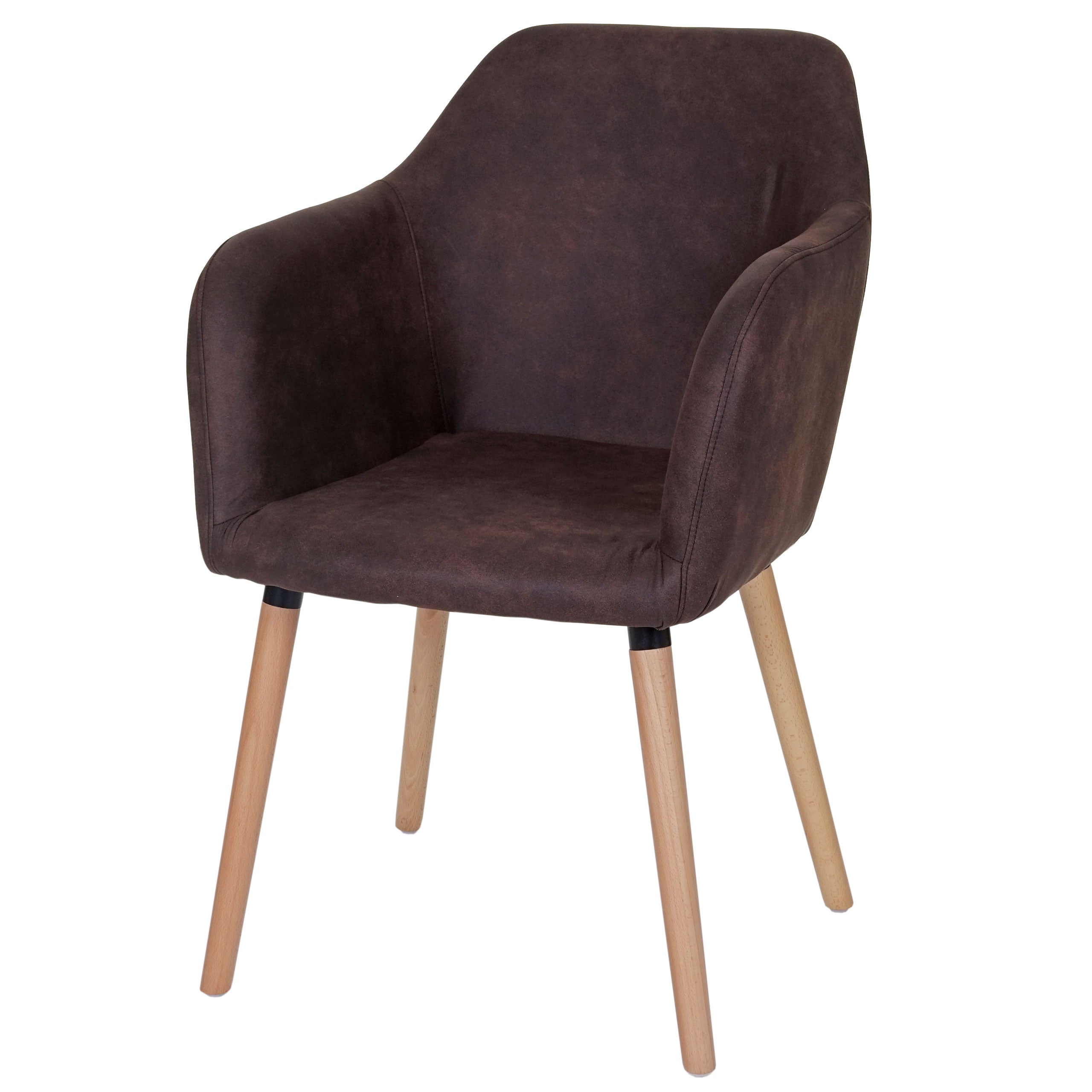 Krzesło do jadalni Malmö T381, krzesło kuchenne, retro 50s design ~ tekstylia, vintage ciemny brąz, jasne nogi