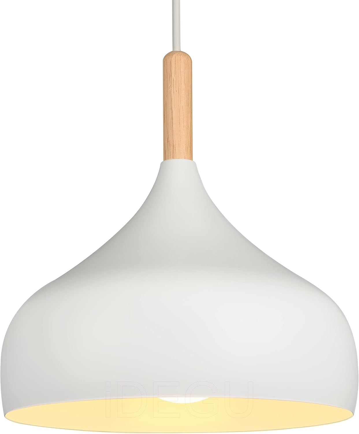 Lampa wisząca LATIO 24 cm, nowoczesny styl skandynawski, kształt łzy, lampa sufitowa E27, metalowo-drewniana lampa wisząca do sypialni/salonu