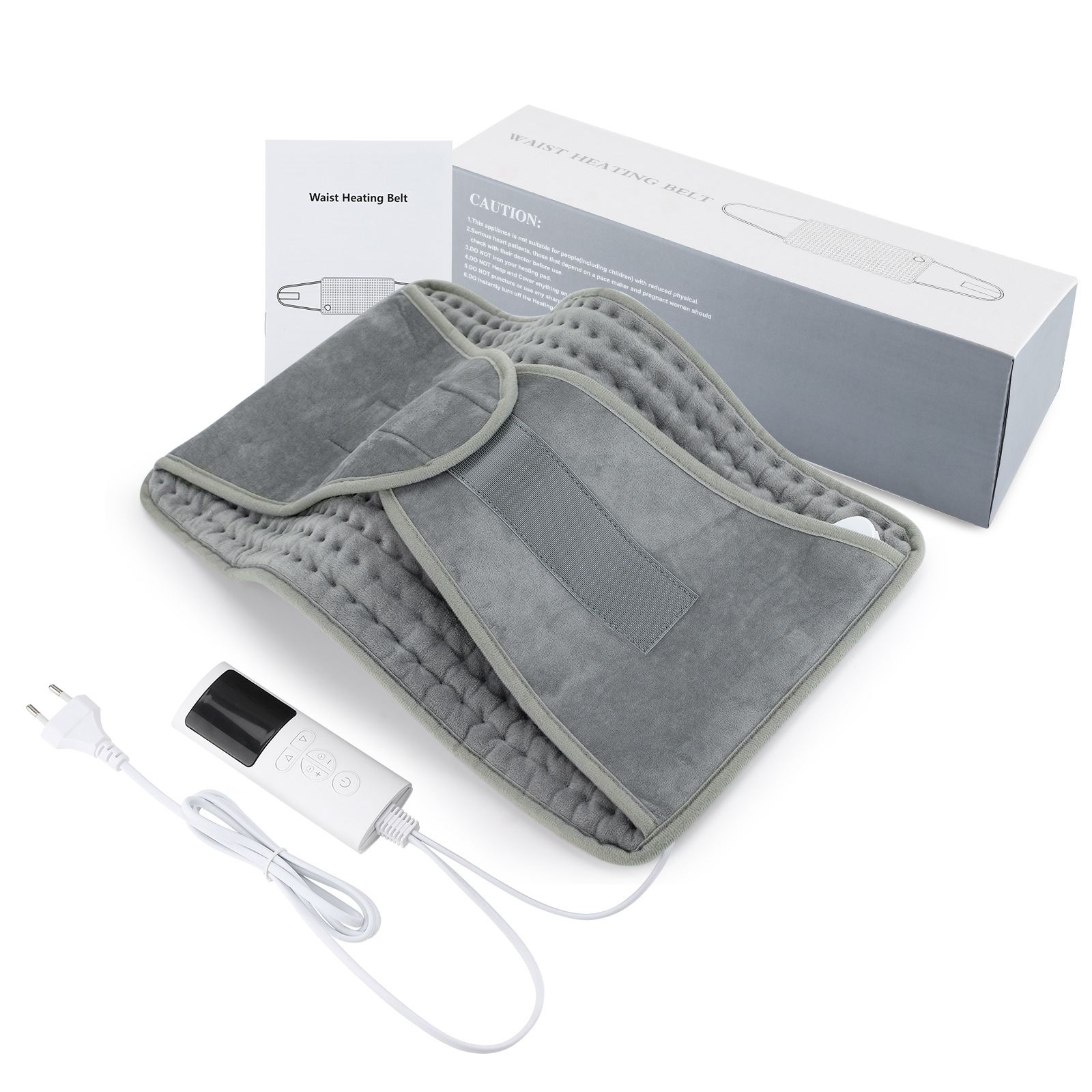 Elektryczny pas grzewczy 126x30cm, lędźwiowy pas grzewczy z 6 poziomami temperatury i automatycznym wyłączaniem, z możliwością prania i z rzepem
