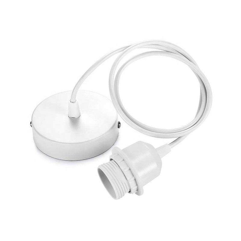 zawieszenie E27 z pierścieniem śrubowym, regulowany kabel tekstylny 100 cm, zawieszenie kompatybilne z abażurem, idealna oprawka do kuchni, salonu