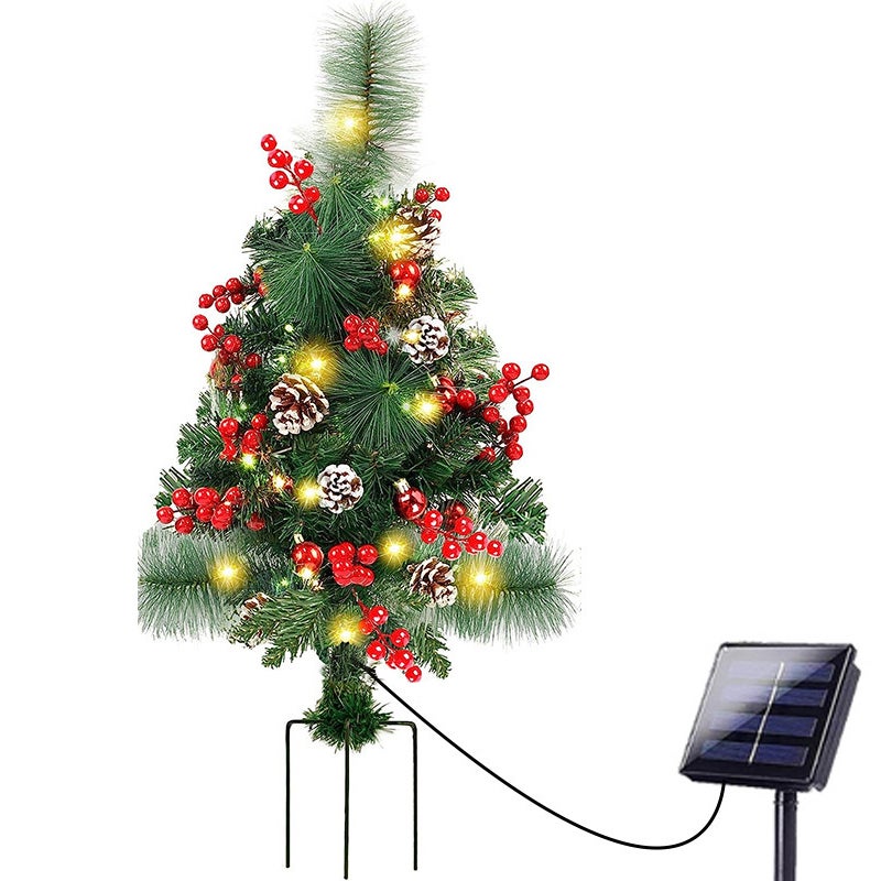 Choinki bożonarodzeniowe zasilane energią słoneczną, sztuczna choinka z lampkami LED, dekoracje bożonarodzeniowe