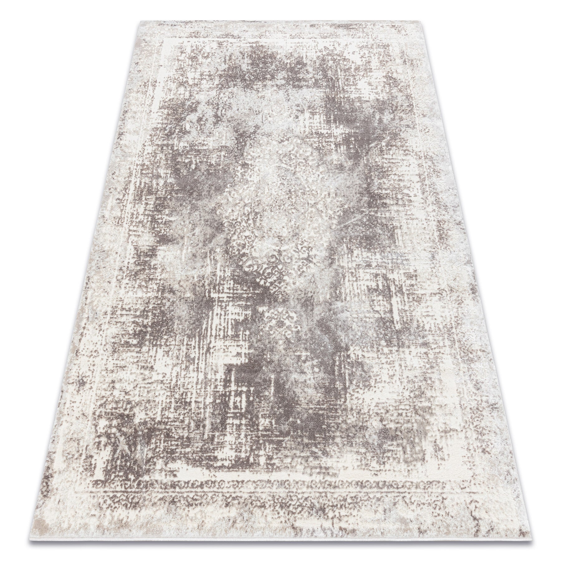 Dywan CORE W9784 Rozeta Vintage - Strukturalny, dwa poziomy runa, beż 80x150 cm
