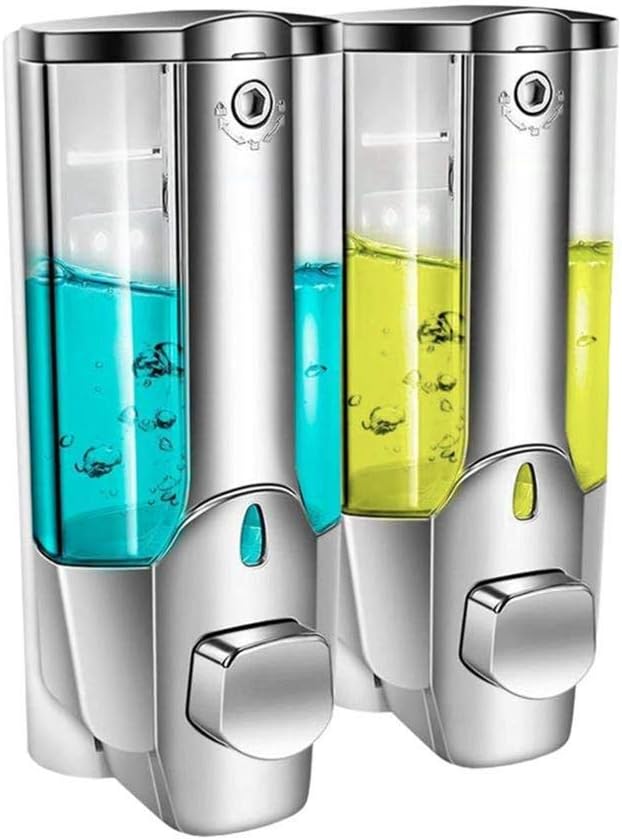 2 dozowniki ścienne do szamponu i żelu pod prysznic, 350 ml każdy, zamykane na klucz, do łazienki