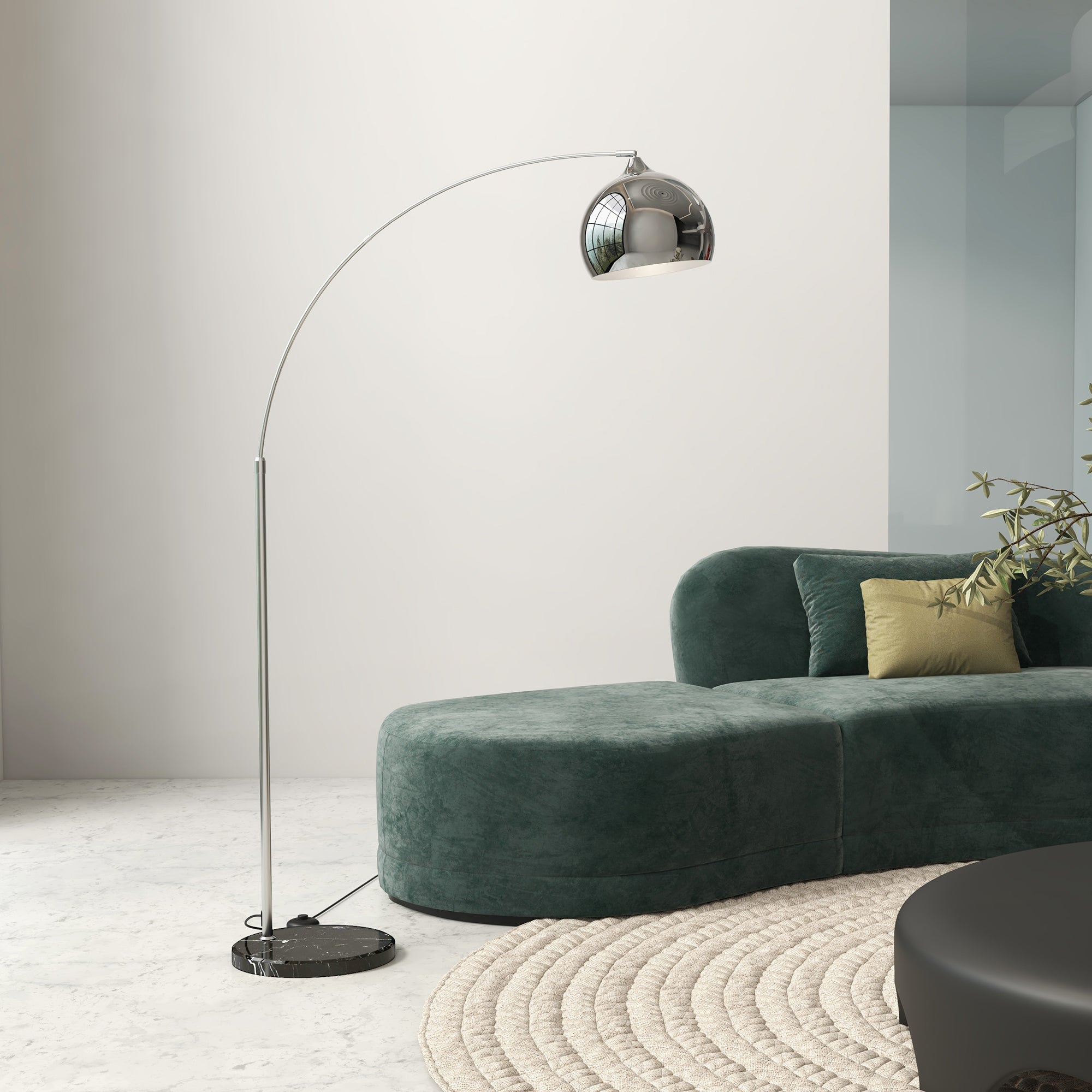 Lampa podłogowa Vintage Arc, regulowana podstawa marmurowa, 40W E27