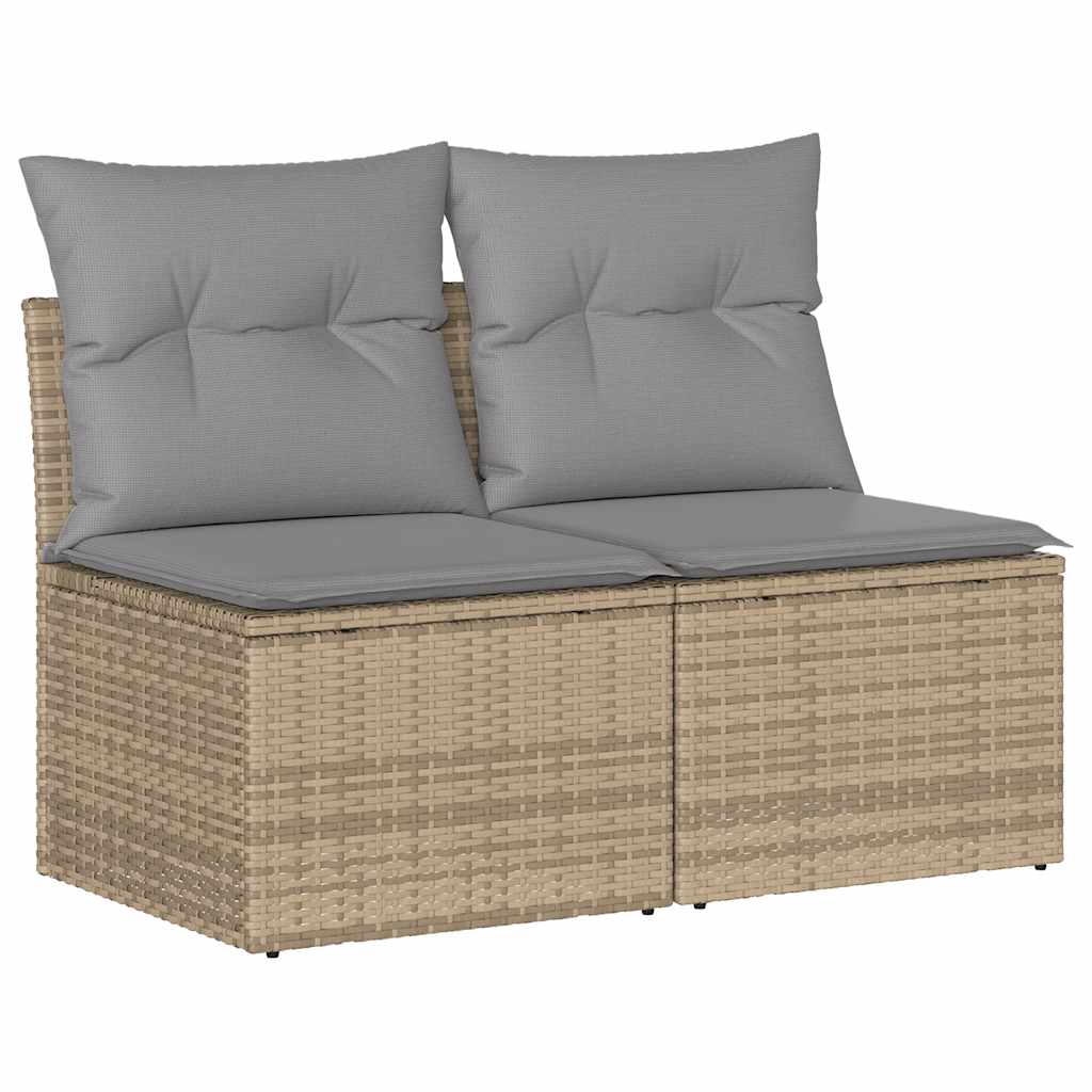 Sofa Ogrodowa Modułowa 2-Osobowa Technorattan Beżowa z Poduszkami na Taras