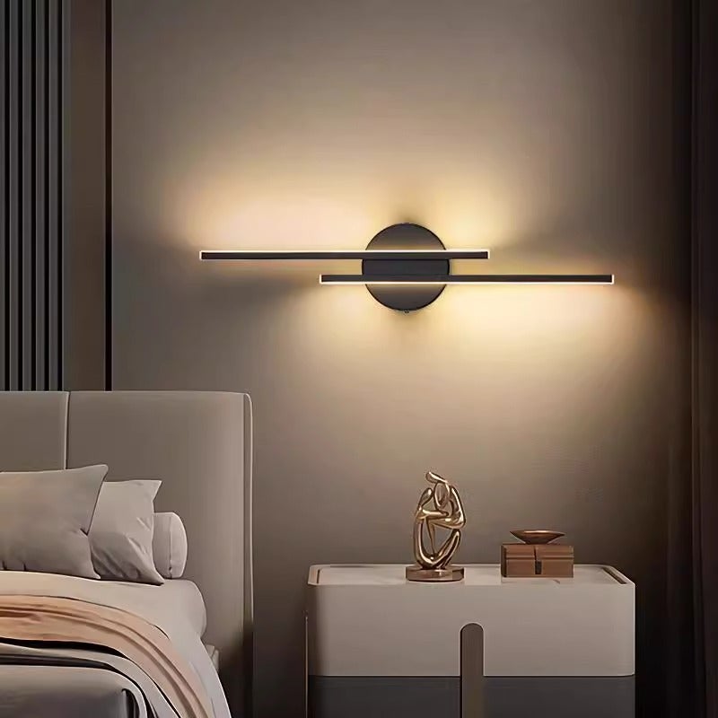 Ambient LED lampa ścienna, corridor salon background wall dekoracyjny lampa ścienna, hotel entrance lampa ścienna, czarny 45CM three-Kolor dimming