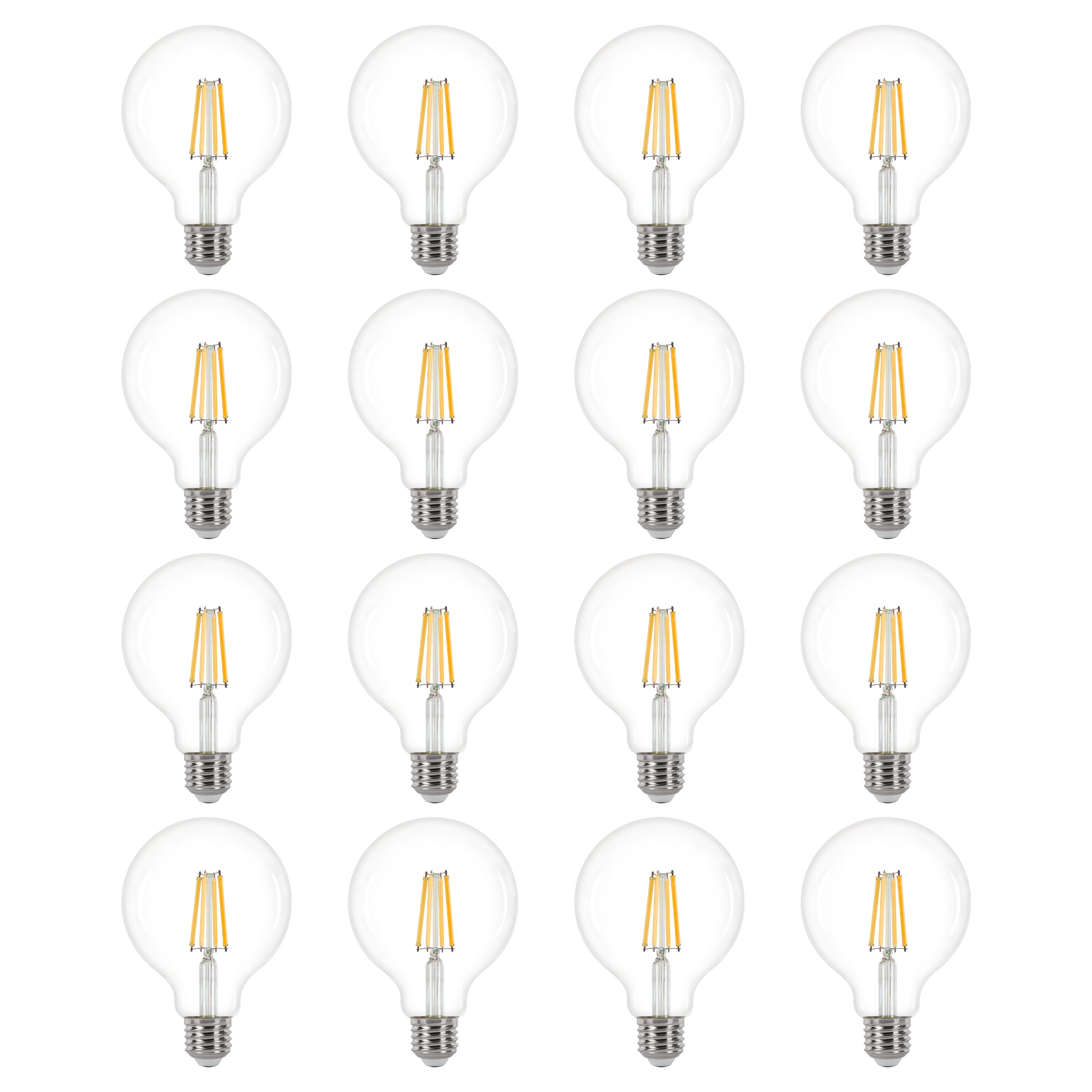 LEXMAN - Opakowanie 16 żarówek LED z żarnikiem - E27 - 1055LM - 4,9 W, co odpowiada 75 W - Ø 95 mm - 2700 K - Ciepła biel