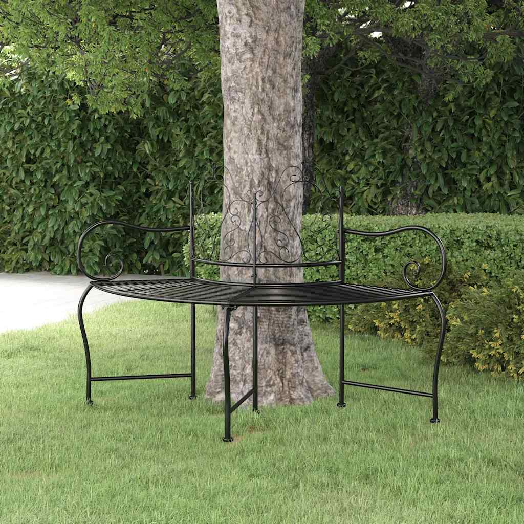 vidaXL Ławka drzewo, 150 cm, czarna, stalowa