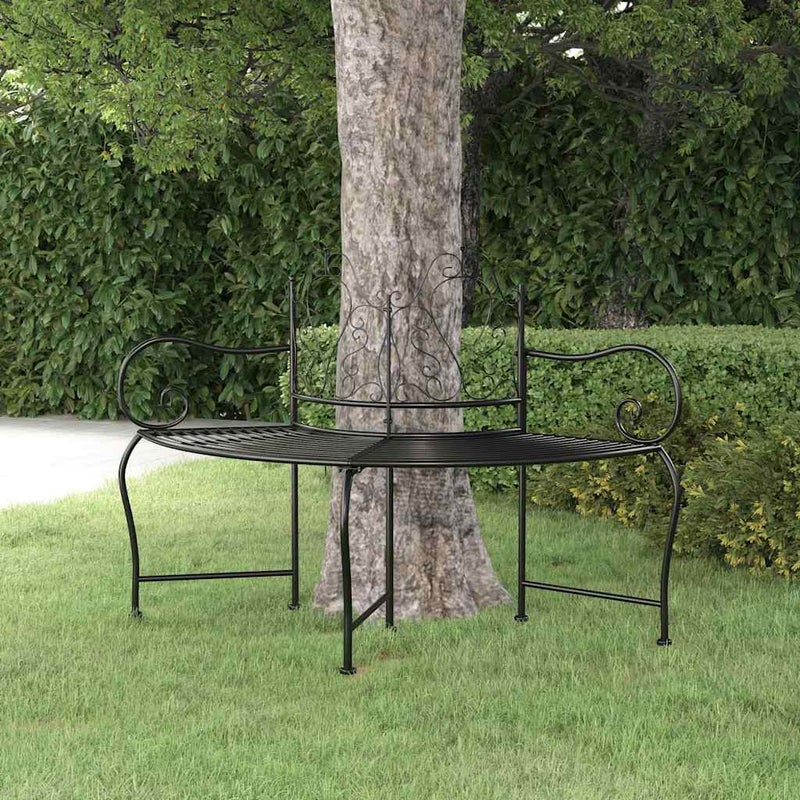 vidaXL Ławka drzewo, 150 cm, czarna, stalowa