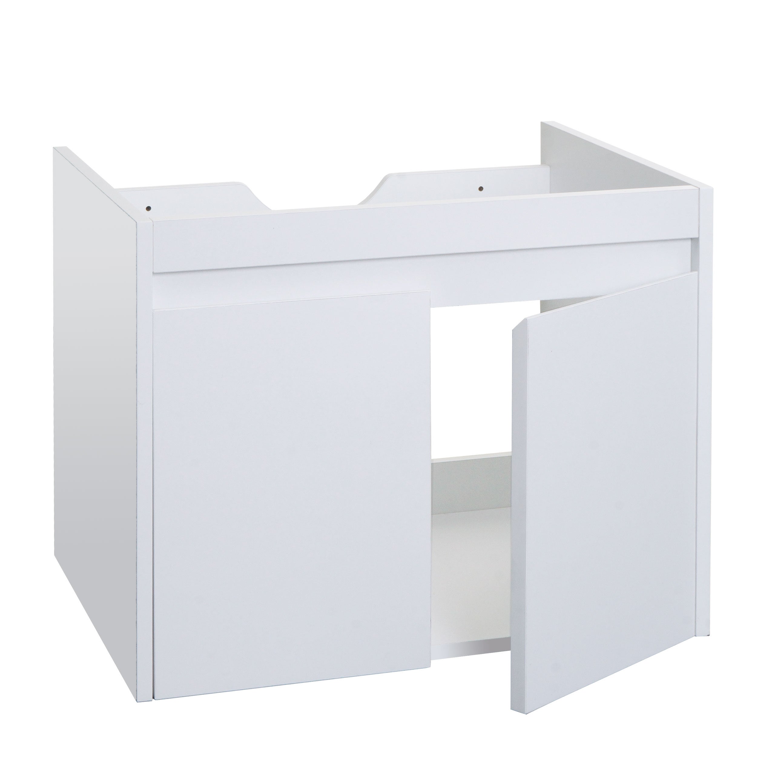 Szafka pod umywalkę HWC-L86, szafka łazienkowa pod umywalkę, MVG melamina 2 drzwi 48x59x46cm ~ biała