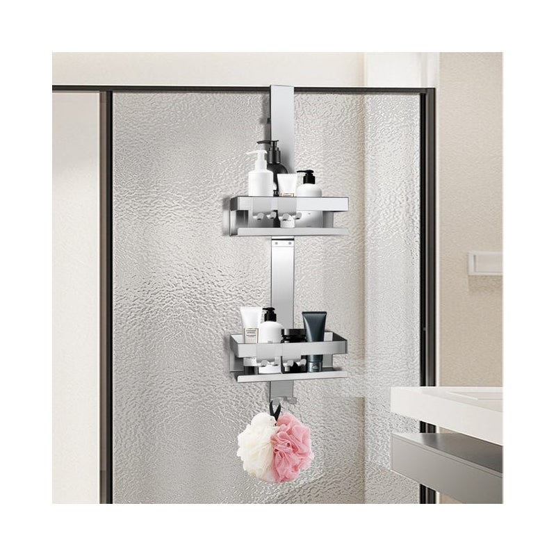 Podwójny organizer ścienny do łazienki 23*10*70 cm - Wieszany bez przyssawek - Organizacja produktów do prysznica i kąpieli