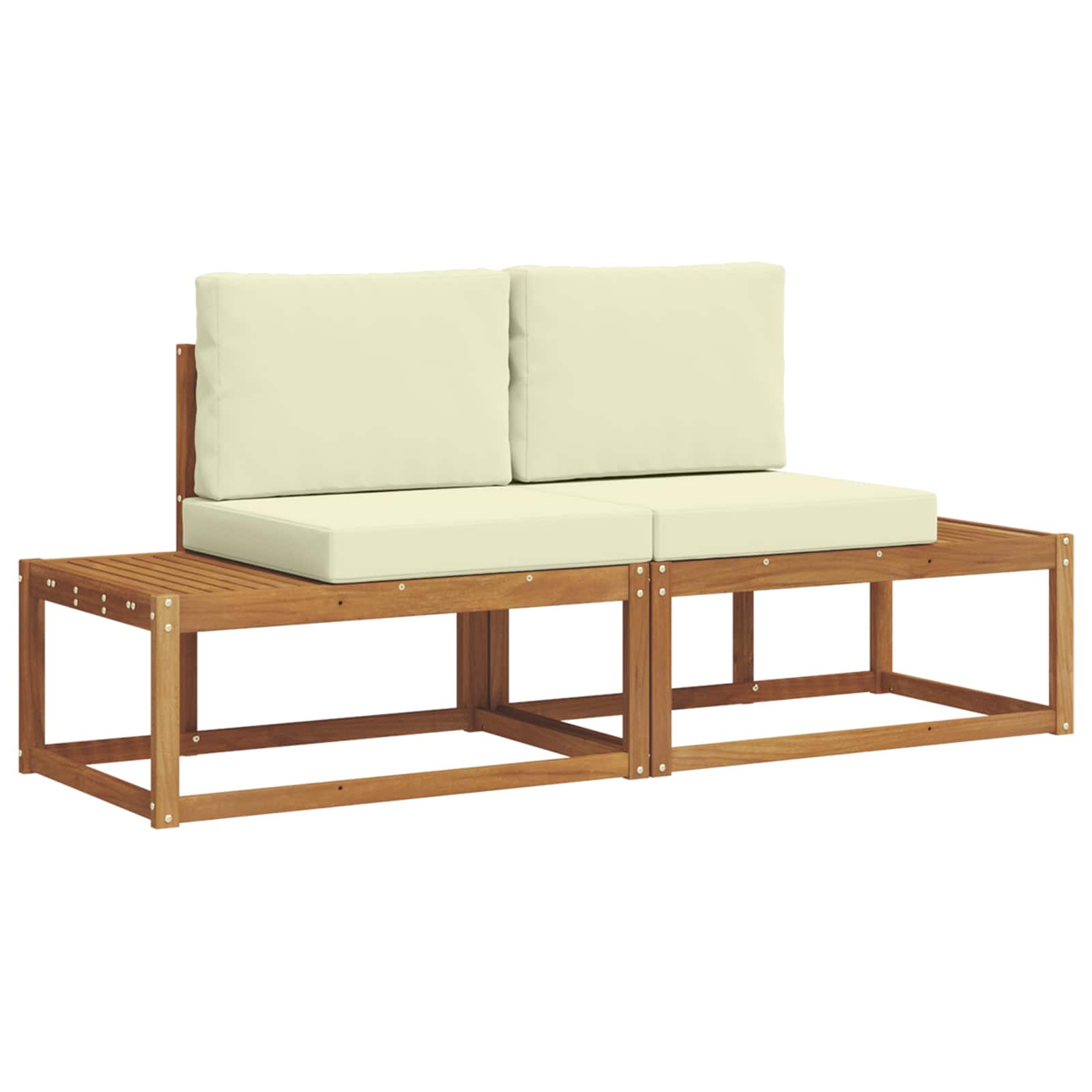 Sofa Ogrodowa Modułowa 2-Osobowa Drewniana Brązowa z Poduszkami na Taras