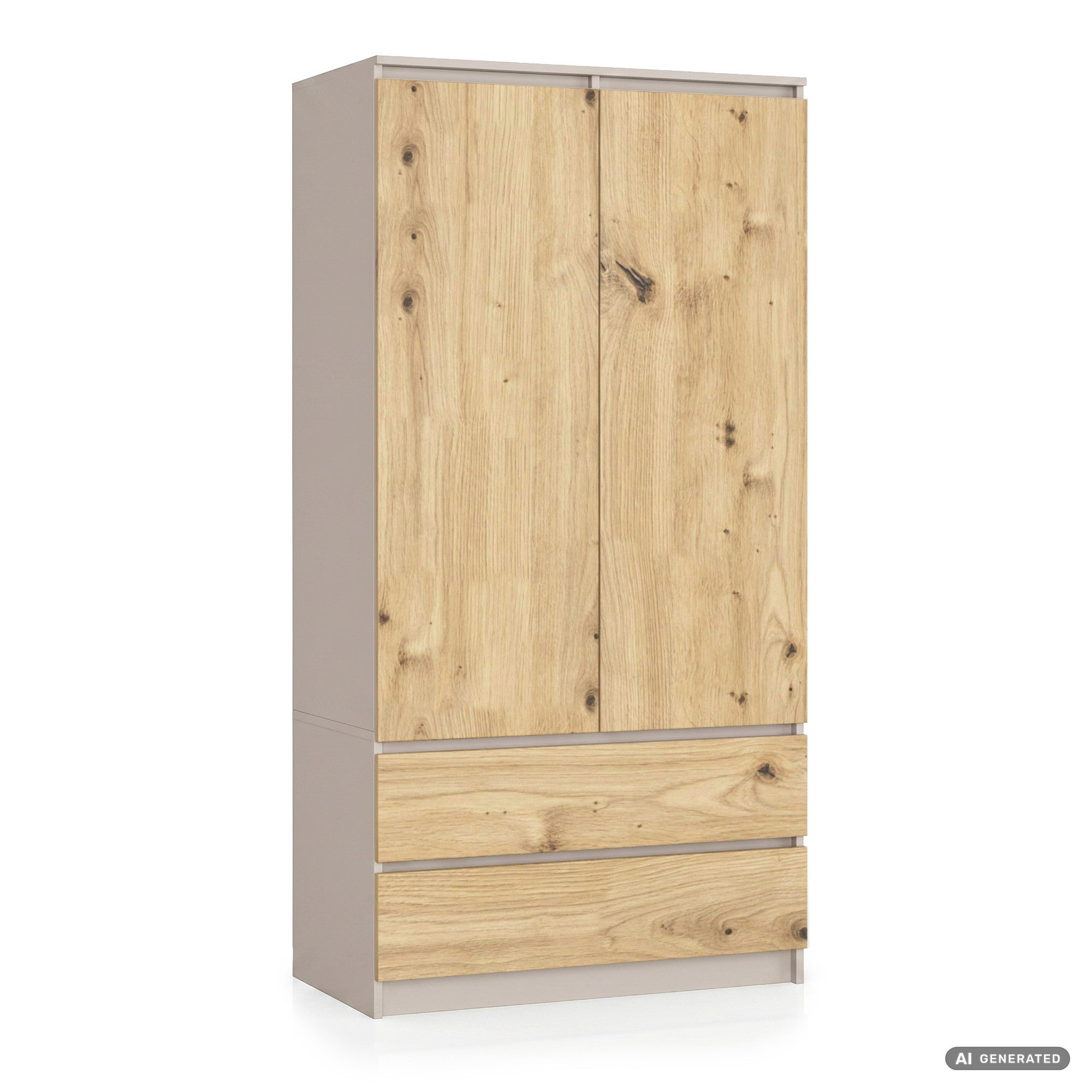 Szafa S90 Kaszmir 90 cm 2 drzwi 2 szuflady kolor Dąb Artisan mat 4 półki 90x51x180 cm