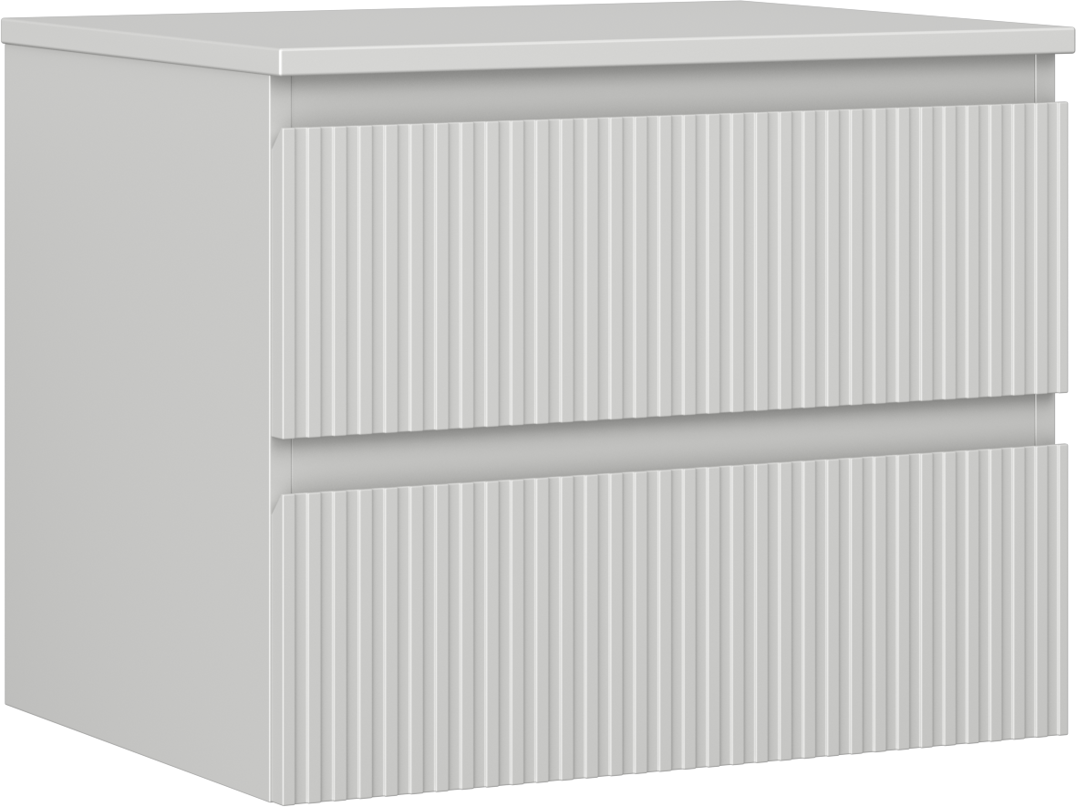 Mexen Rivel szafka łazienkowa podumywalkowa 60 cm z blatem, 2 szuflady, ryflowana , szara mat - 91A20-06047-2-BFFC62