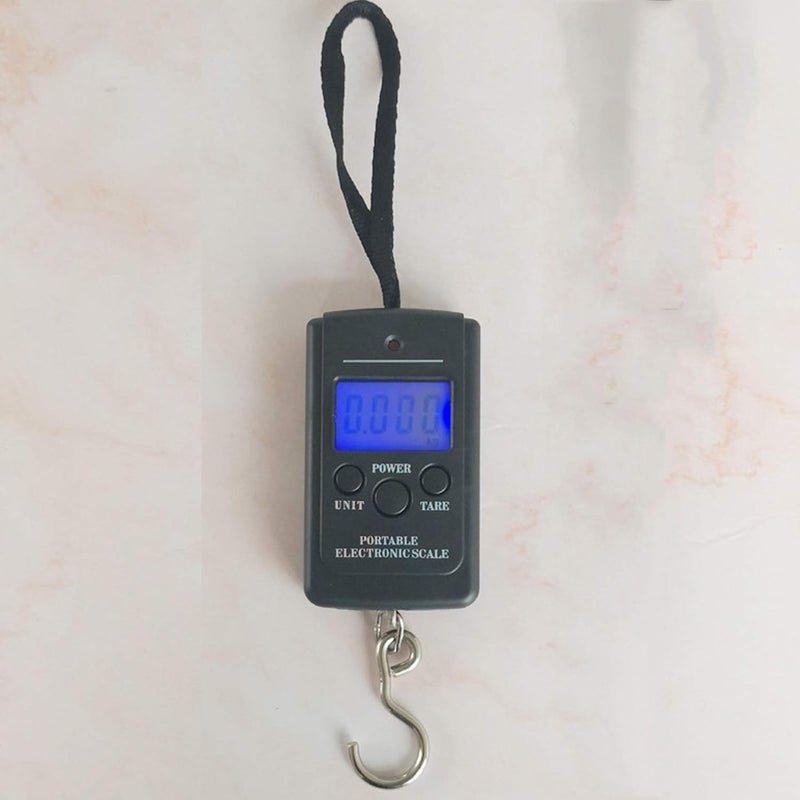 Przenośna waga łazienkowa z podświetlanym ekranem LCD, 40 kg, elektroniczna, do bagażu (czarna)