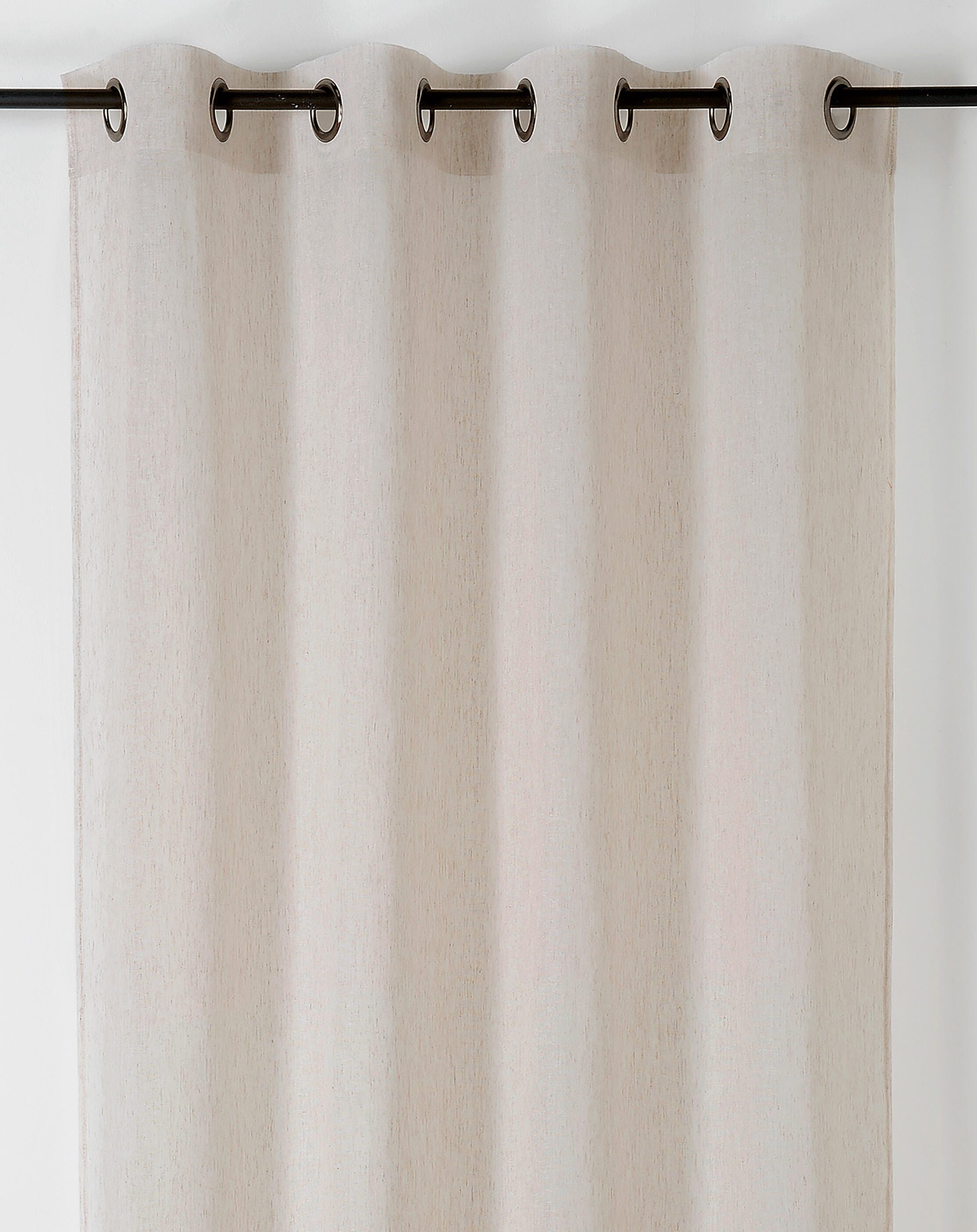 Półprzezroczysta firana, bawełniany Chambray, beżowa, wys. 240 x szer. 145 cm