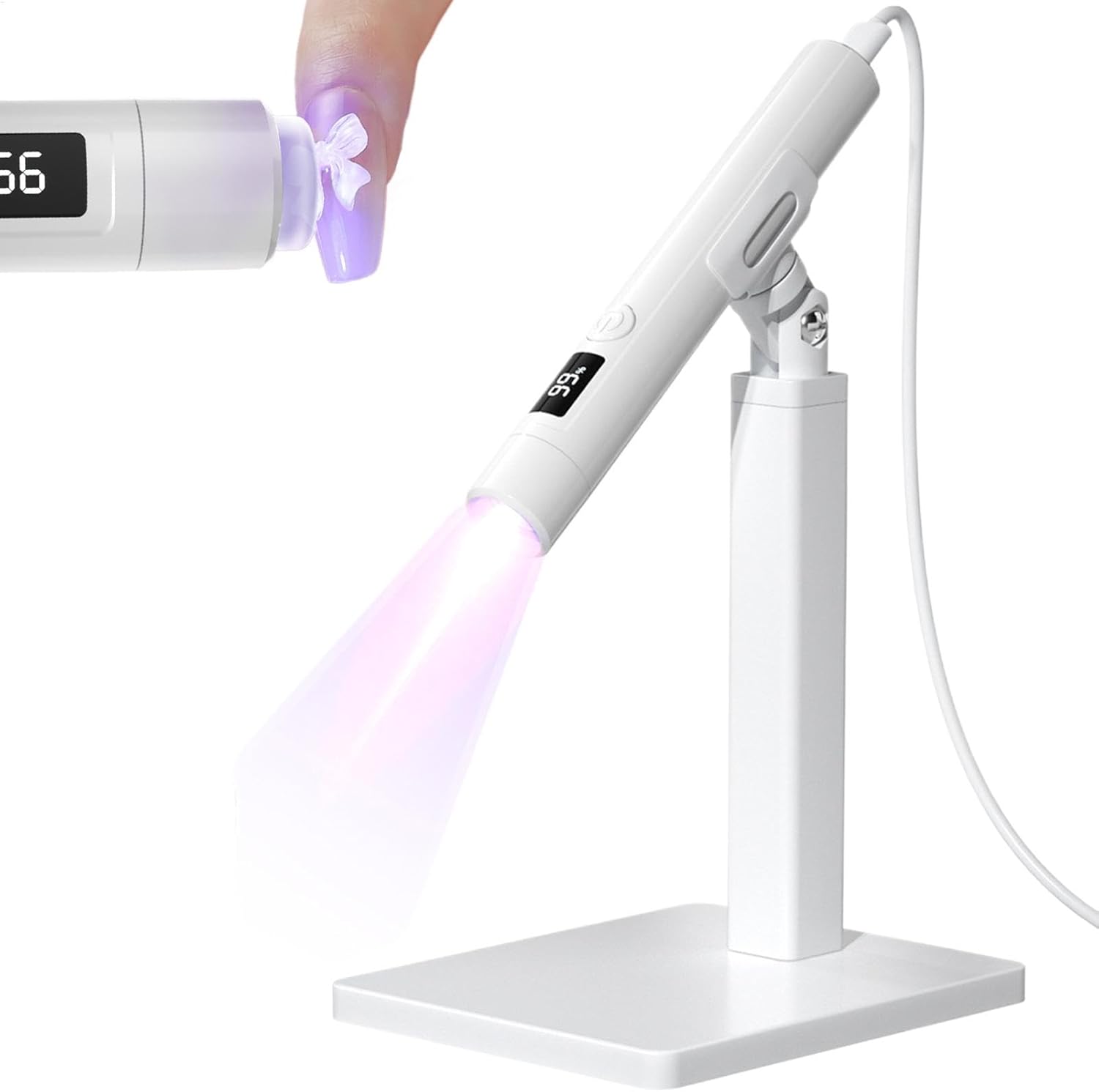 Przenośna lampa LED do paznokci | Lampa UV LED ze stojakiem | Przenośna suszarka do paznokci z ekranem LCD, zestaw lamp utwardzających do użytku domow