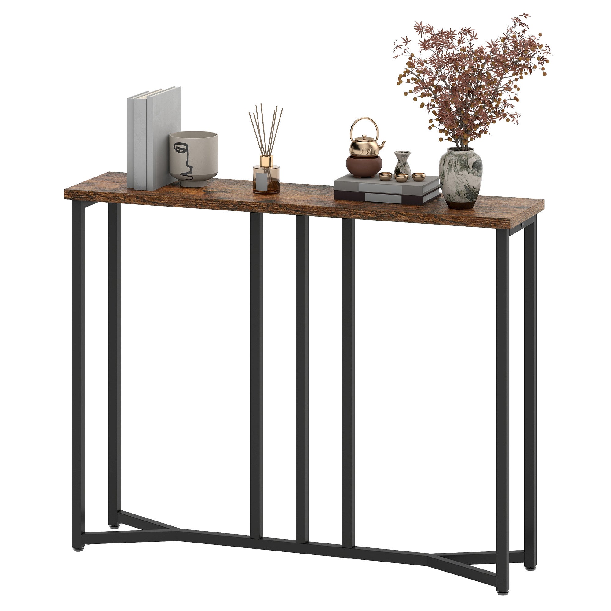 Zestaw konsolowy YITAHOME, dwuczęściowy – wersja wąska 80 cm – brązowo-czarny w stylu vintage