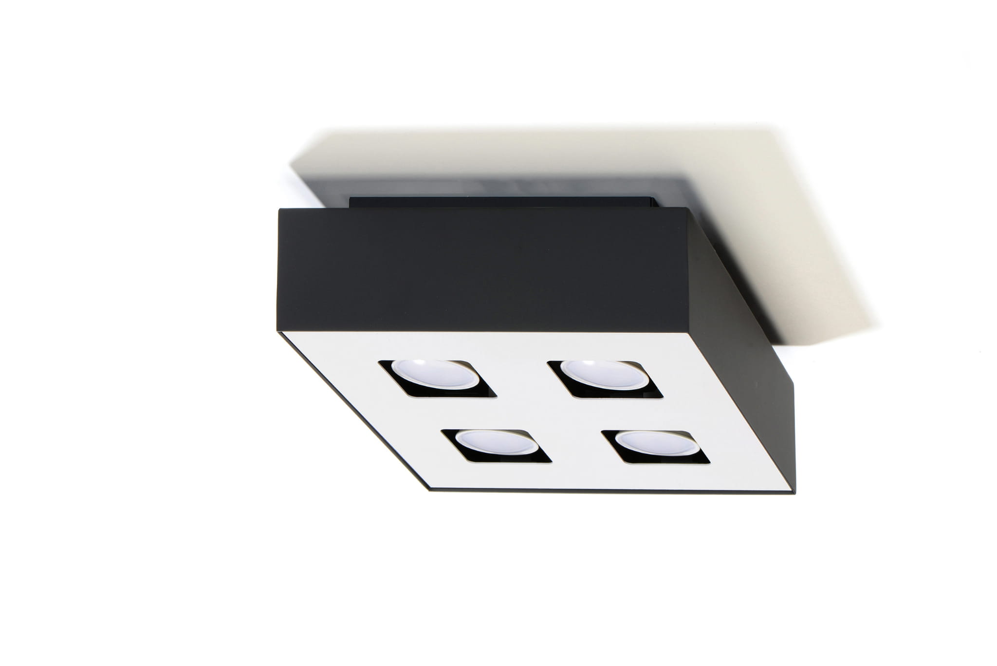 Plafonnier Acier Noir/Blanc GU10 4 Mono