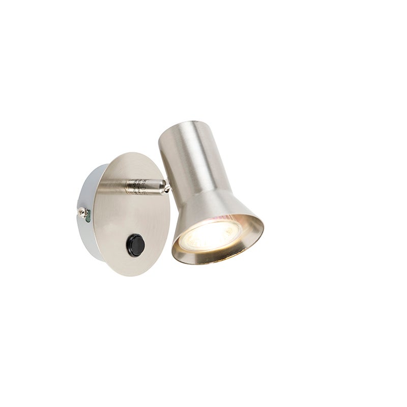Qazqa nowoczesny regulowana lampa ścienna - Karin - stal, okrągły, max. 35w, kompatybilny z żarówką LED, gu10, 8cm, IP20