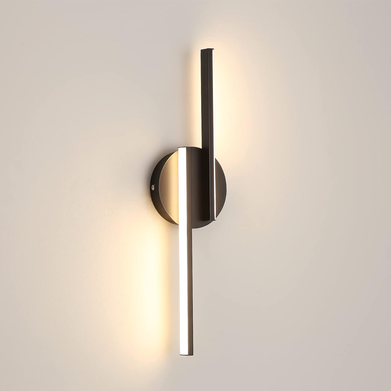 Wewnętrzna lampa ścienna LED z aluminium, 16 W, ciepłe światło 3000 K, czarna, 45 cm, idealna do salonu, korytarza lub przedpokoju