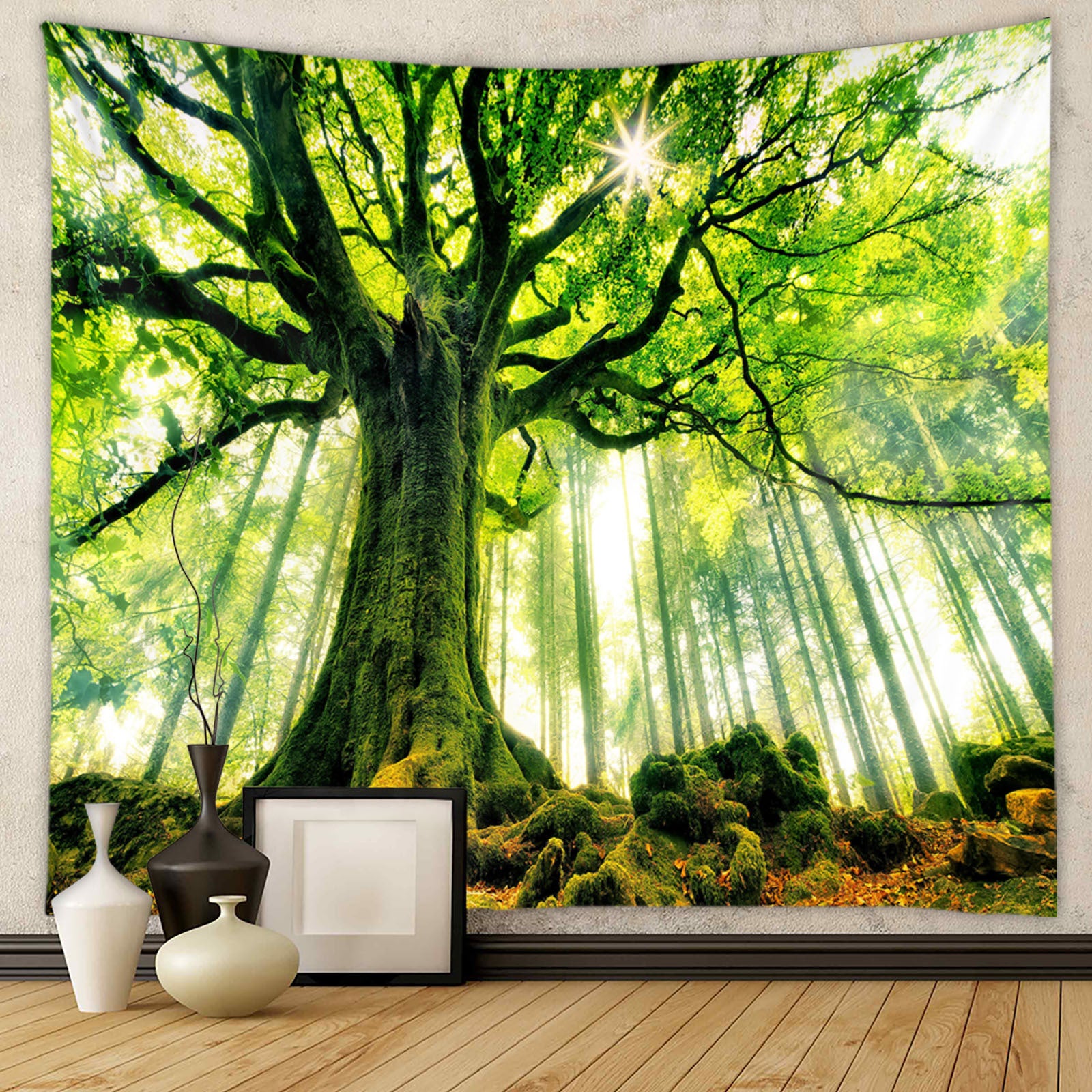 Naturalny gobelin z tropikalnym krajobrazem, 150X200CM, odpowiedni do dekoracji salonu, sypialni, mieszkania, gospodarstwa, akademika