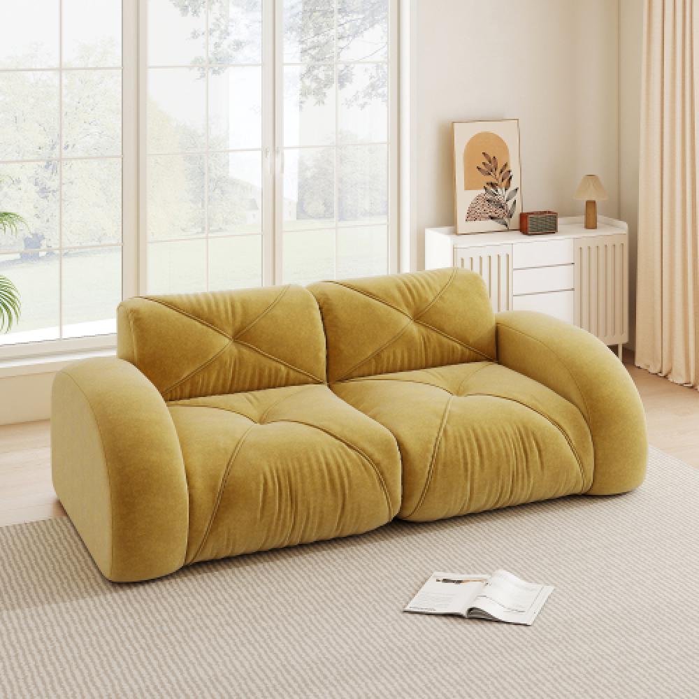 Sofa bezramowa, modułowa sofa 2-osobowa, pianka o wysokiej gęstości 32D, wygodna tkanina szenilowa, konstrukcja antypoślizgowa, nie wymaga montażu.