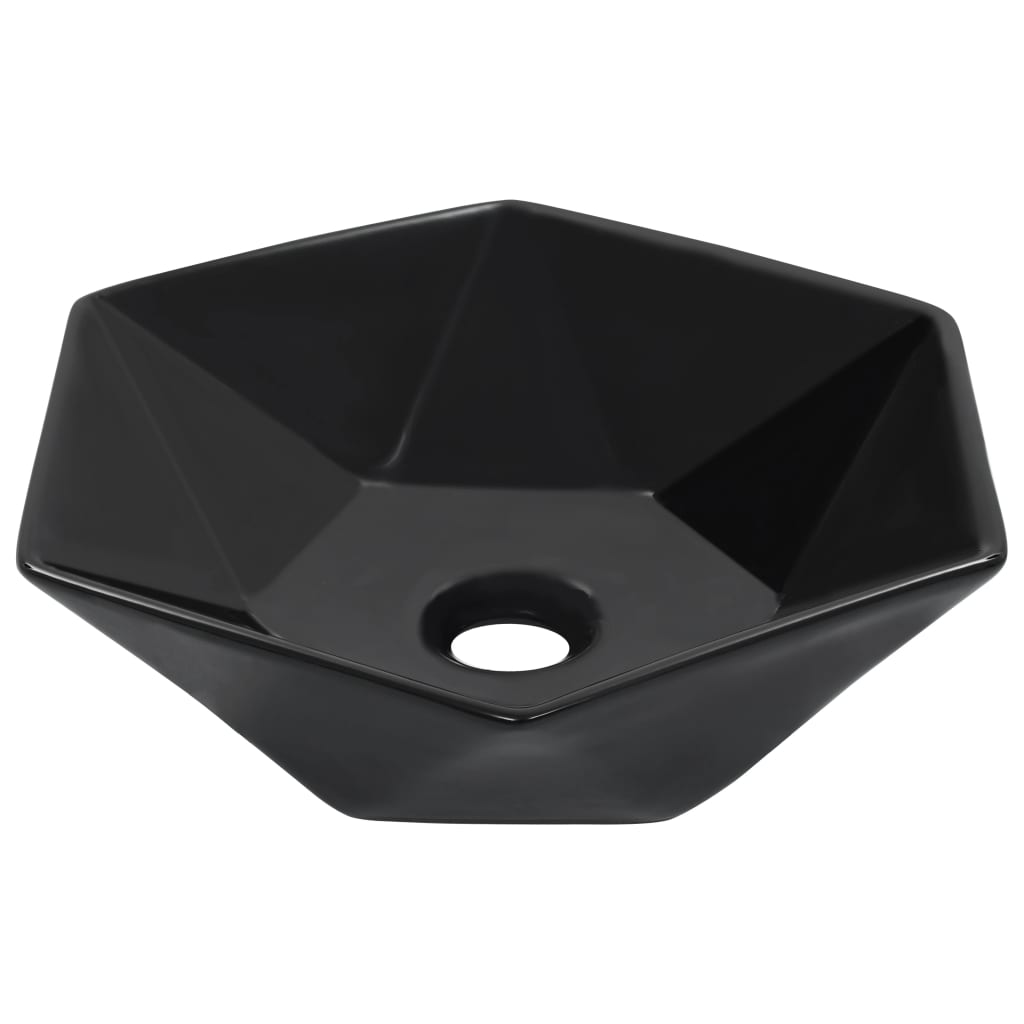 Umywalka Nablatowa Ceramiczna Czarna do Łazienki
