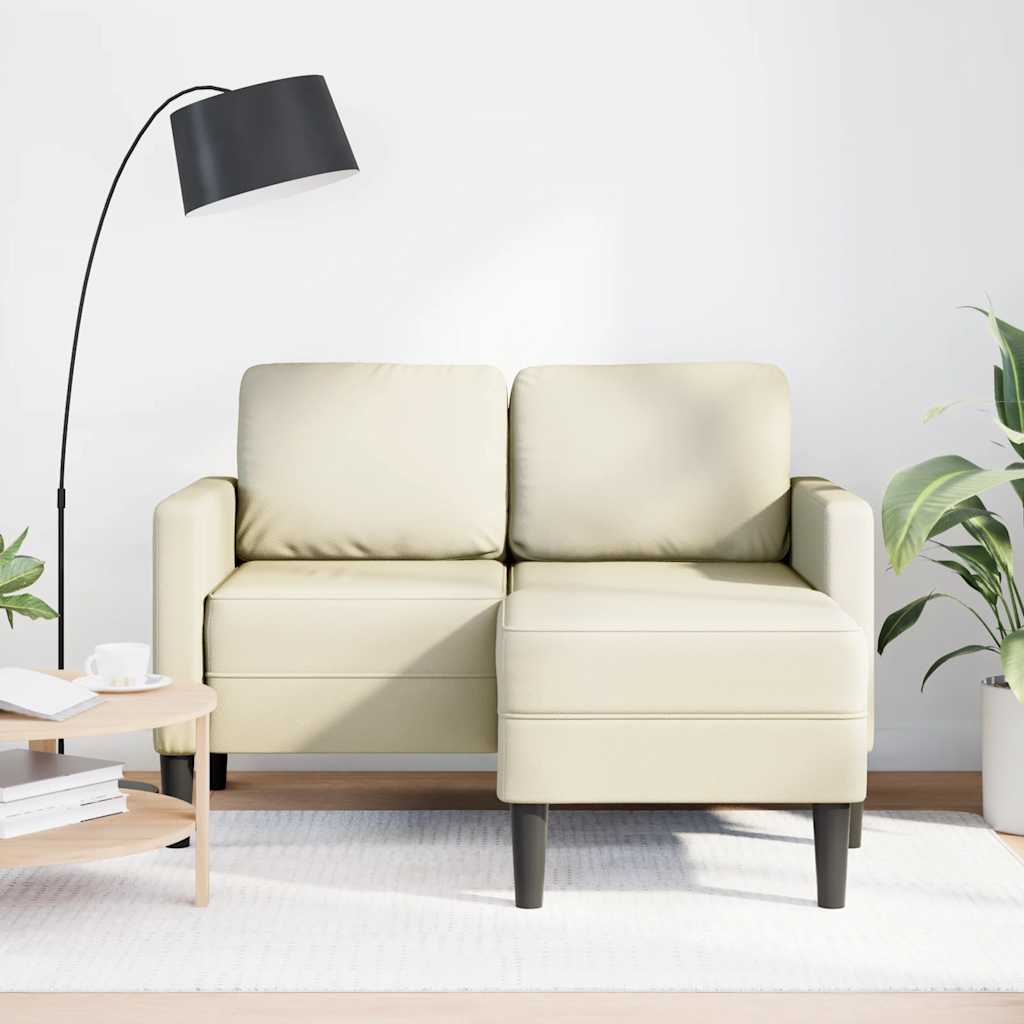 Sofa 2-osobowa z leżanką w kształcie litery L, kremowa, 125 cm