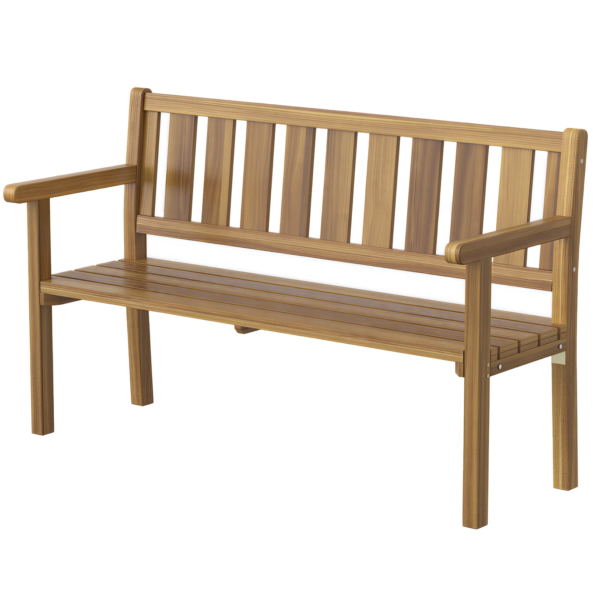 Dwuosobowa ławka ogrodowa z drewna jodłowego z listwami, 150 x 57 x 93 cm, kolor tekowy