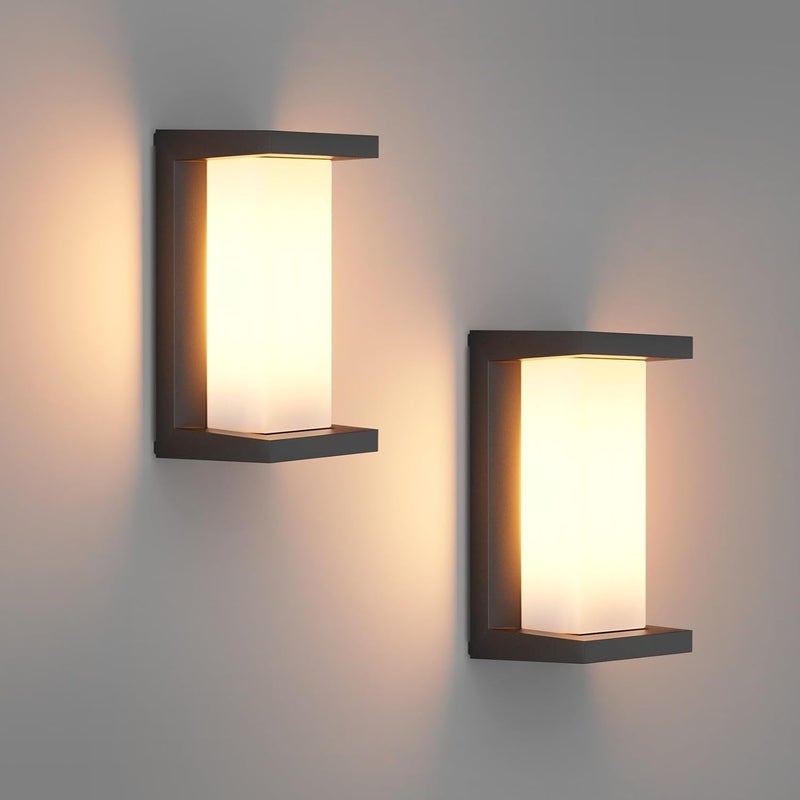 (2 czarne), stopień ochrony IP65, 18 W, aluminiowa lampa ścienna tarasowa, odpowiednia do stosowania wewnątrz i na zewnątrz.