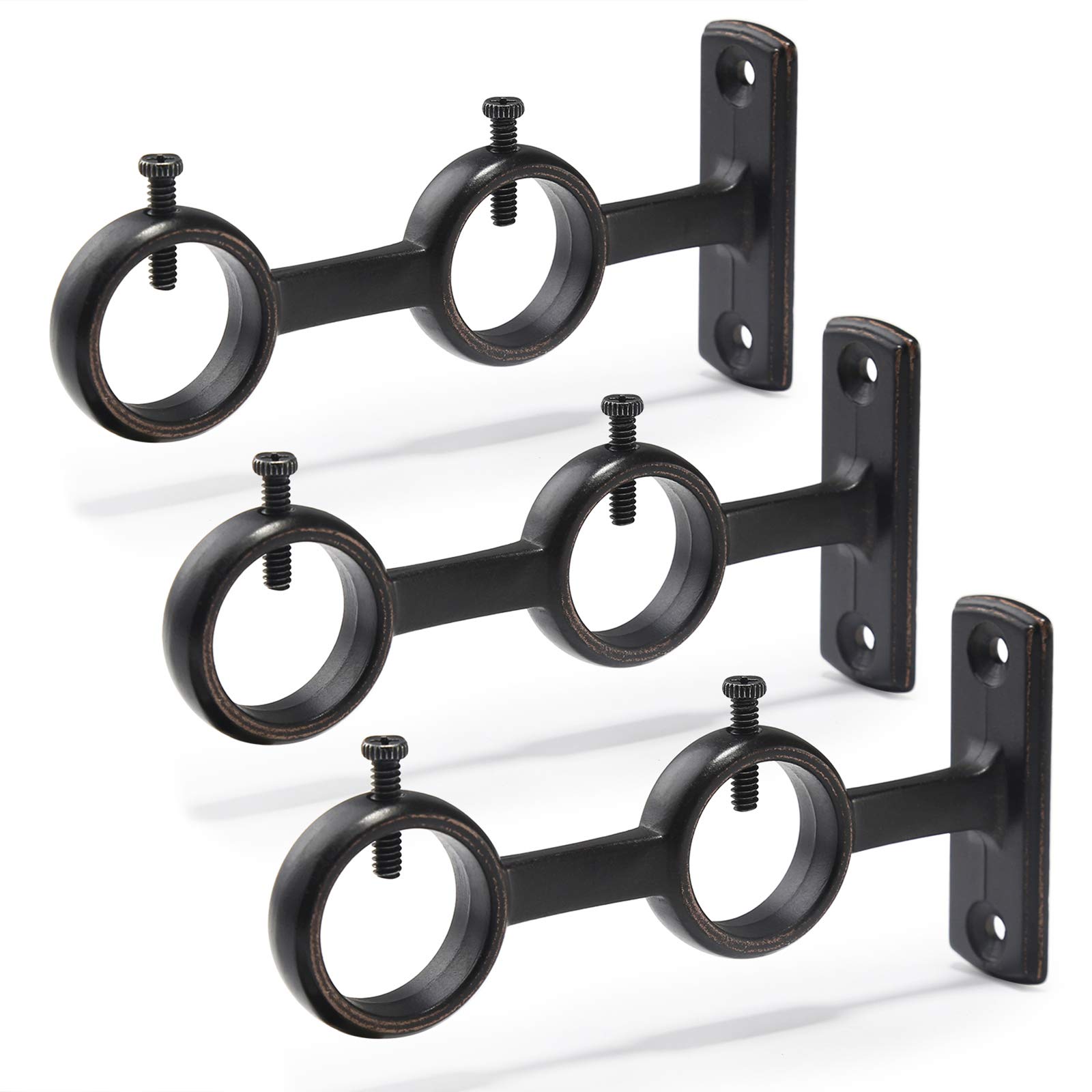 Zestaw 2 wsporników do podwójnego karnisza, haczyki do karnisza do salonu, sypialni, karnisz (czarny) (3 szt.)
