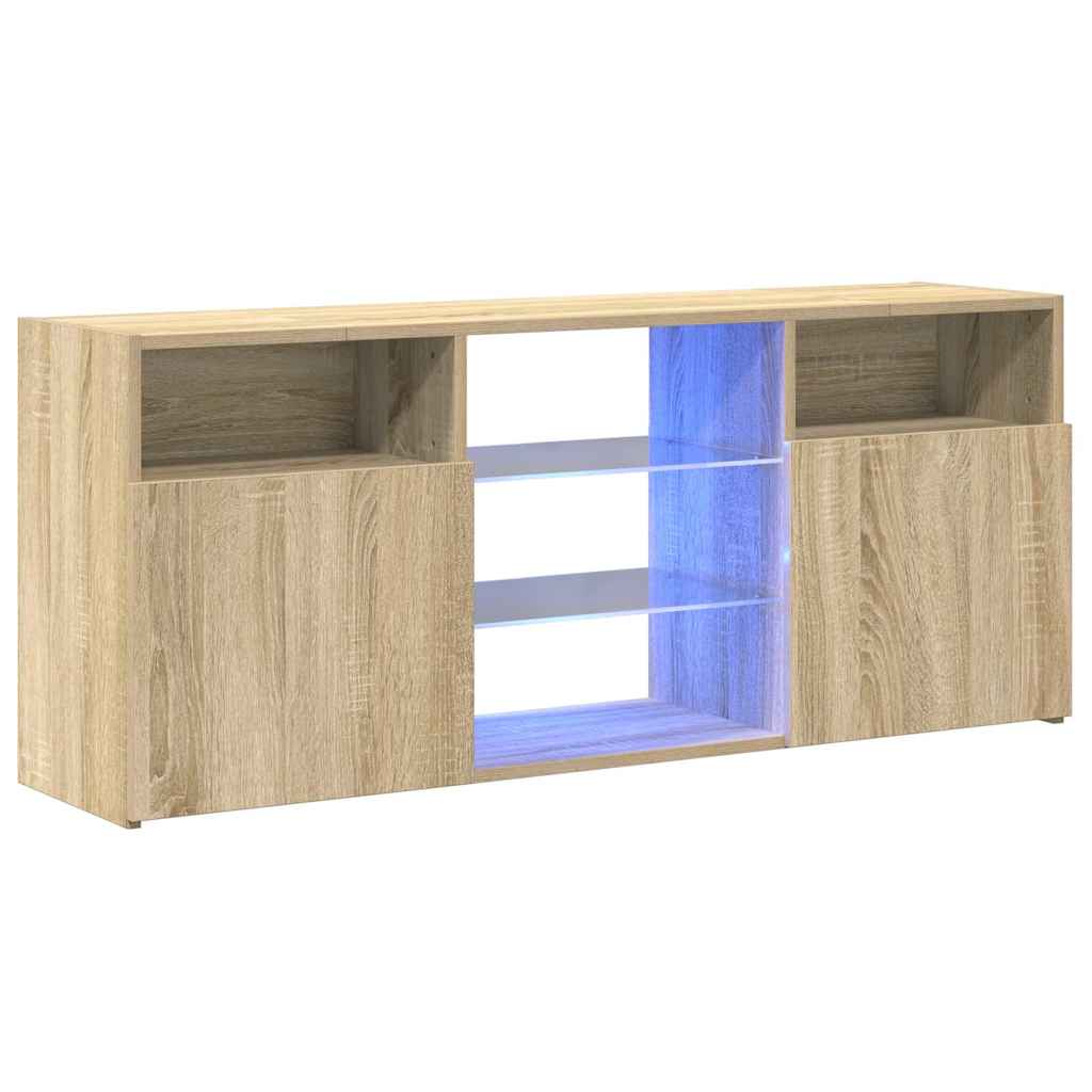 Szafka TV z oświetleniem LED, dąb sonoma, 120x30x50 cm