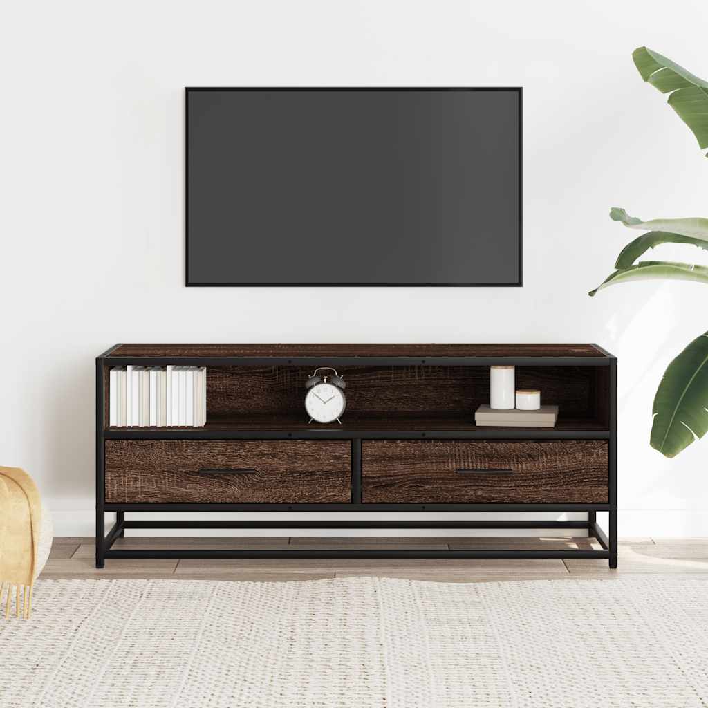 Szafka pod telewizor, brązowy dąb, 100x34,5x40 cm