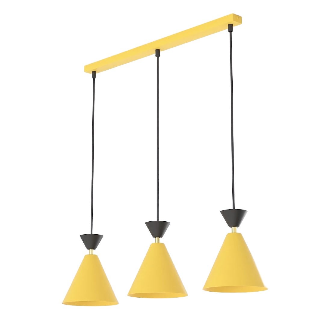 Lampa wisząca dekoracyjna pomarańczowo-czarna listwa stożkowe klosze 3xE14 10W KLEVER Emibig