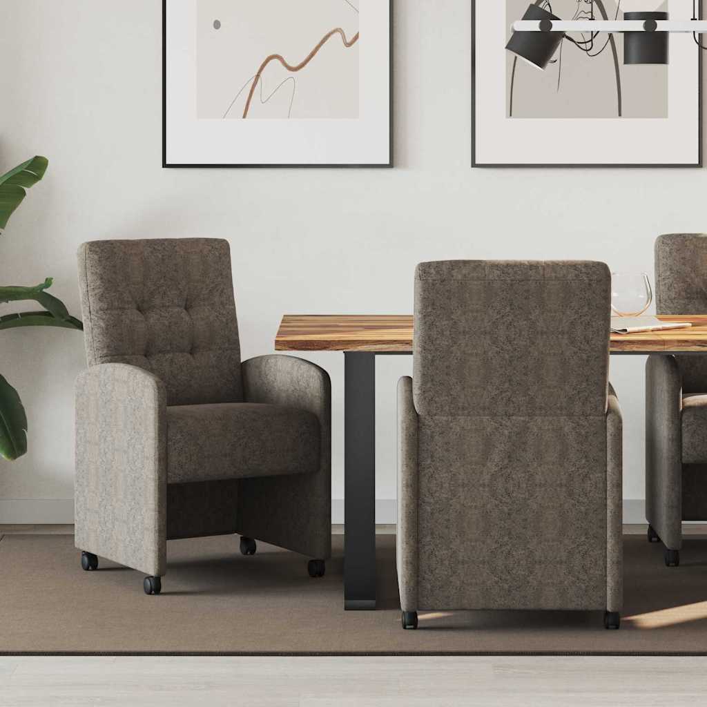 Krzesełka jadalne na kółkach 2 pcs ciemno szary 58 x 67 x 97 cm vidaXL