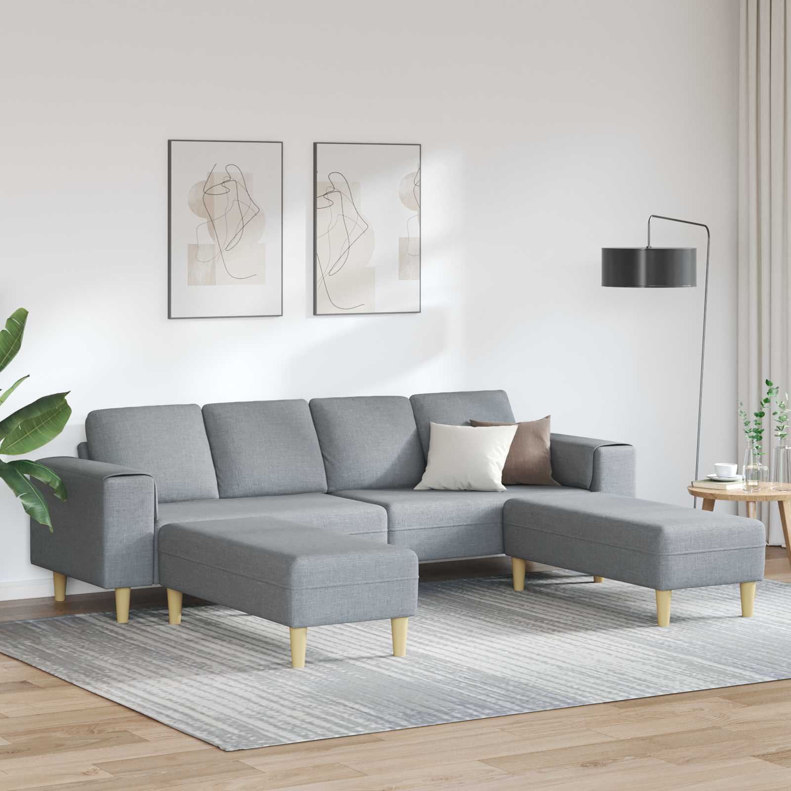 Sofa do salonu 3 pcs Jasnoszary Poliester vidaXL