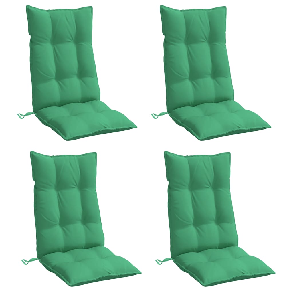 4x Poduszka Ogrodowa na Krzesło z Wysokim Oparciem Zielona 120x50x7 cm