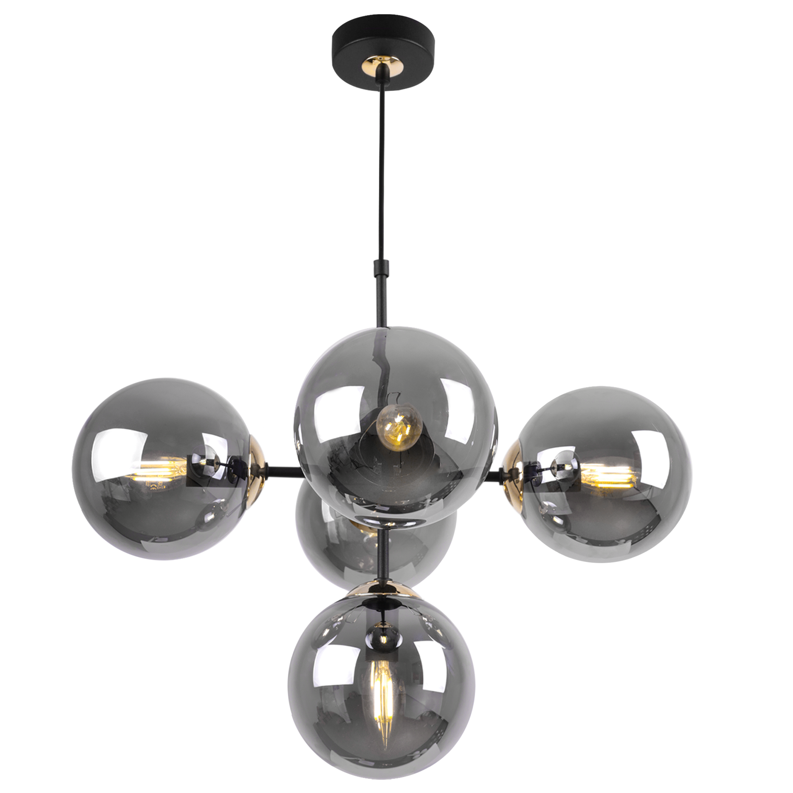 Lampa sufitowa wisząca Light Home LH Imperia 5x E14 60W czarny/złoty