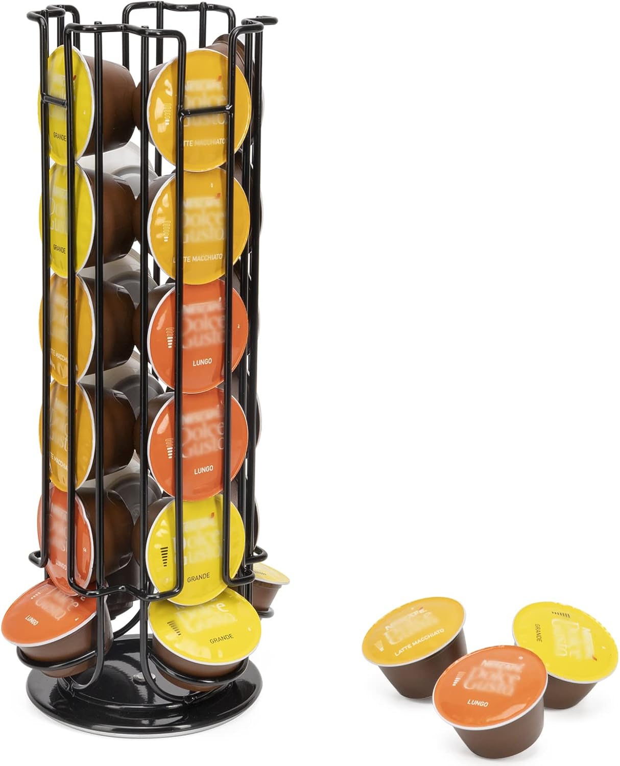 Uchwyt na kapsułki z kawą na 24 kapsułki Dolce Gusto, obrotowy stojak do przechowywania kapsułek z kawą, czarny