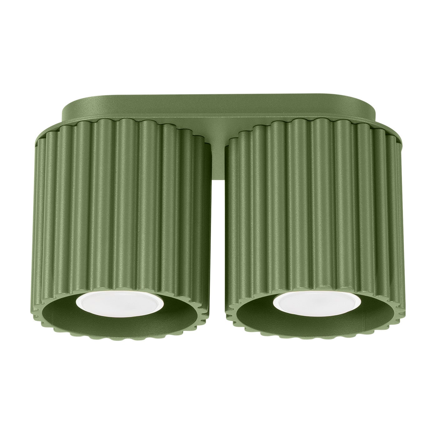 Lampa sufitowa nowoczesna zielona oliwkowa owalna 21 cm ryflowane spoty 2xGU10 10W AURA Sollux Lighting
