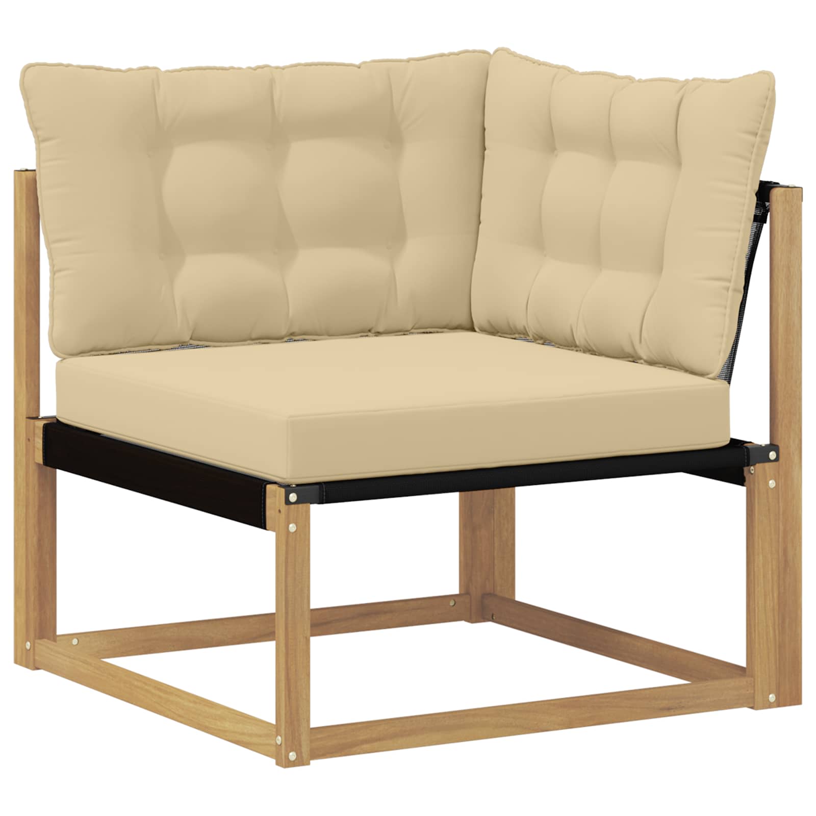 Fotel Ogrodowy Modułowy Narożny z Poduszką Drewniany Biały