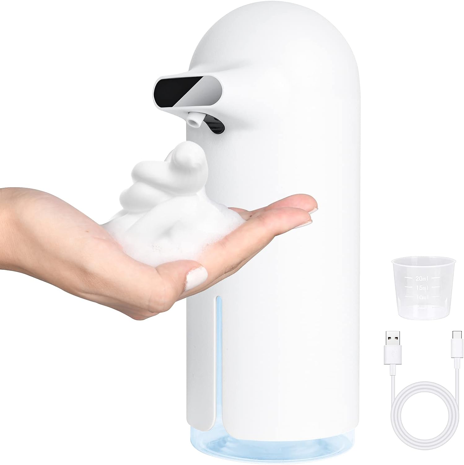 Automatyczny dozownik mydła, 350 ml bezdotykowy dozownik mydła z akumulatorem i czujnikiem podczerwieni, dozownik mydła