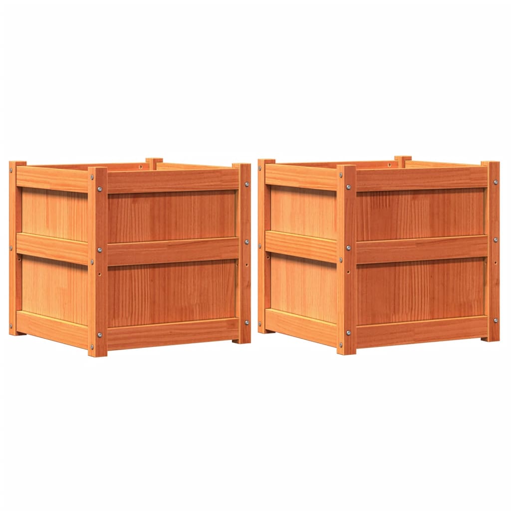 2x Donica Ogrodowa Drewniana z Litej Sosny Woskowy Brąz