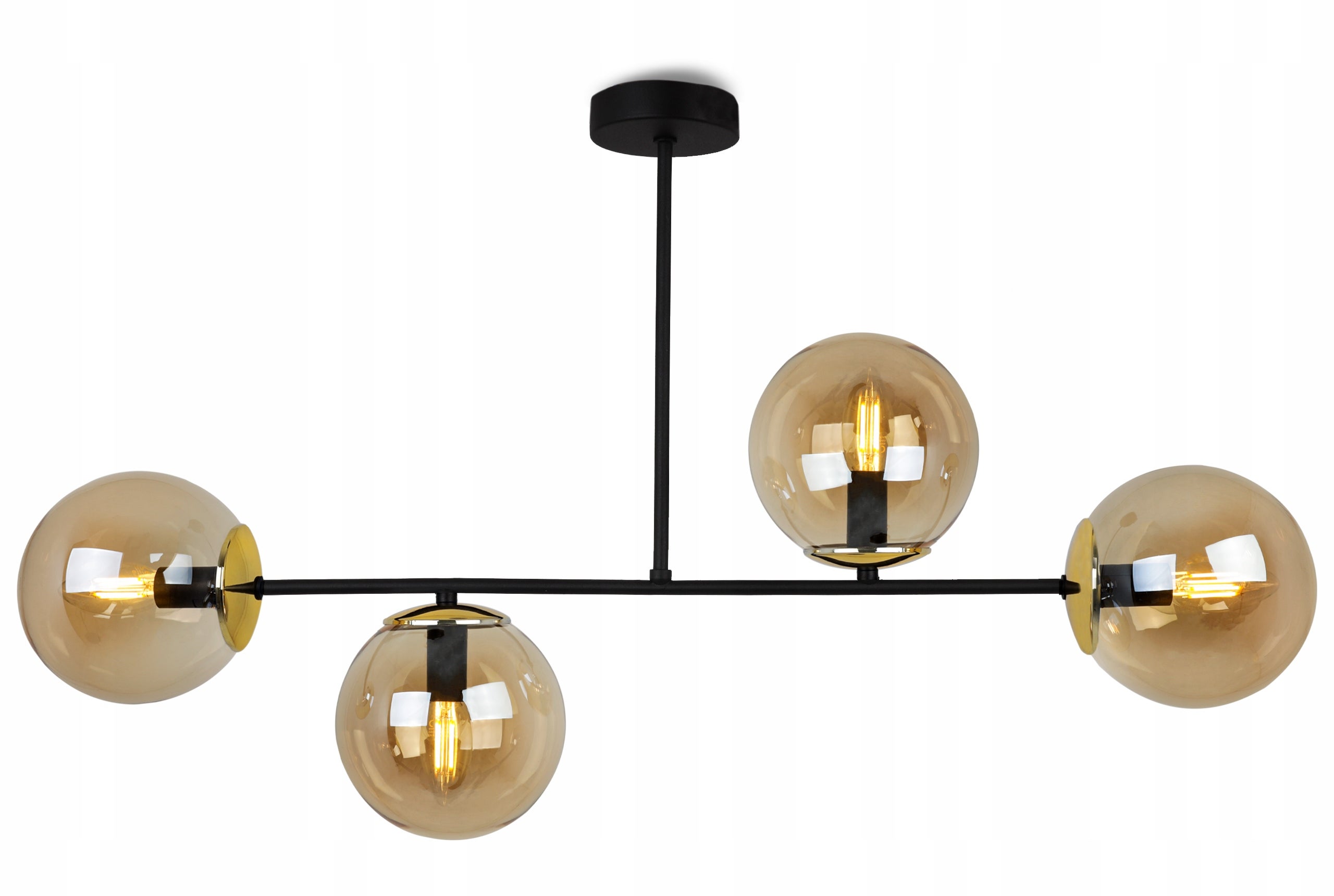 Lampa sufitowa wisząca Light Home LH Tulza 4x E14 40W klosz miodowy/złoty