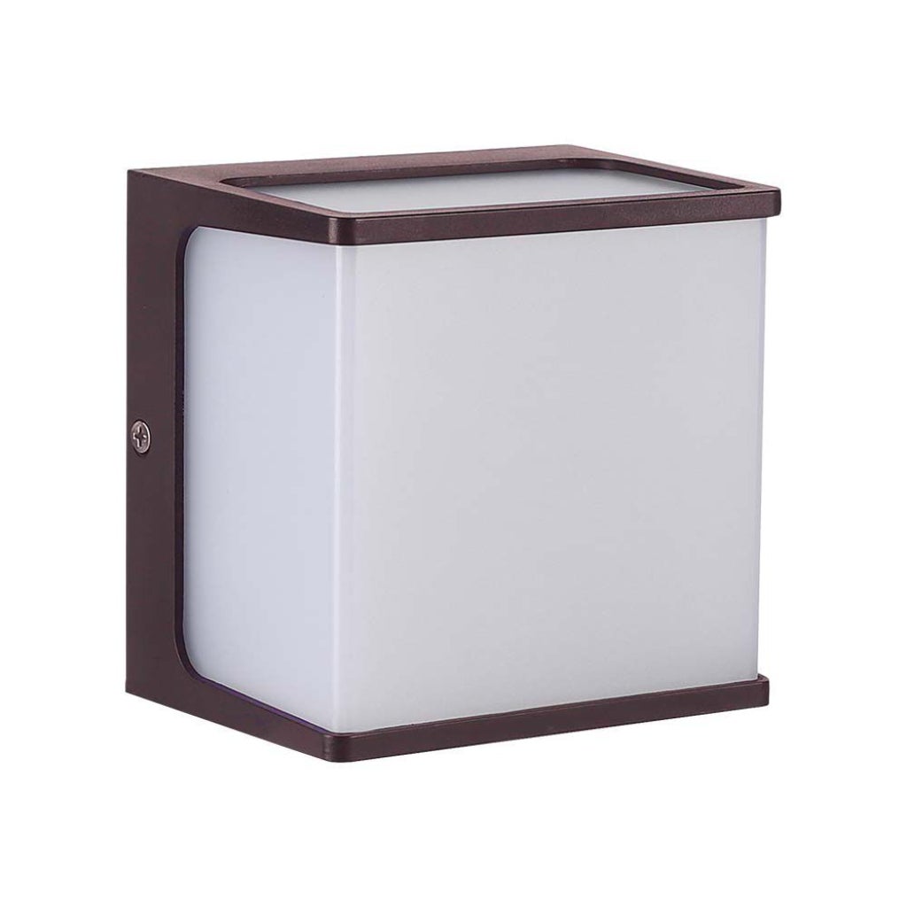 Kinkiet zewnętrzny VT-708 LED 8W Neutralna biel 800lm brązowy wym:12x12x9,2cm IP65 V-TAC