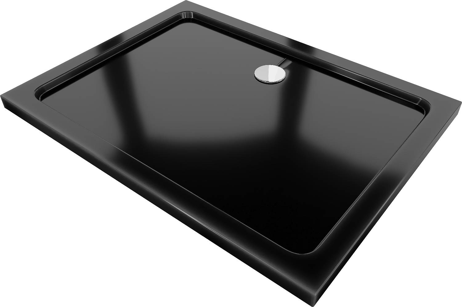 Mexen Flat brodzik prostokątny slim 120 x 80 cm, czarny, syfon chrom - 40708012