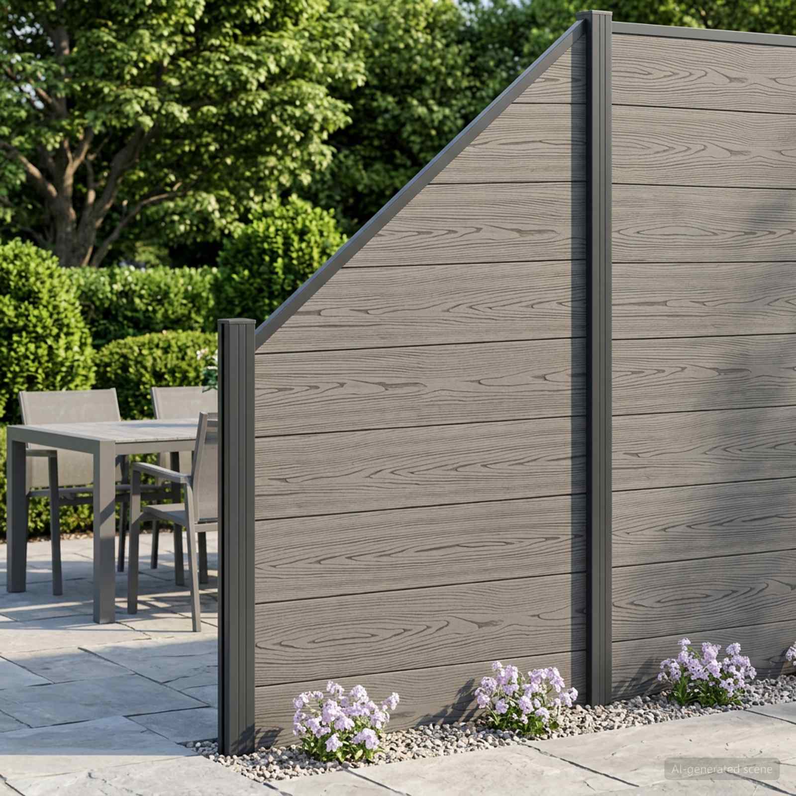 Zestaw ogrodzeniowy 6 pcs 965 x 186 cm WPC i aluminium Szary vidaXL