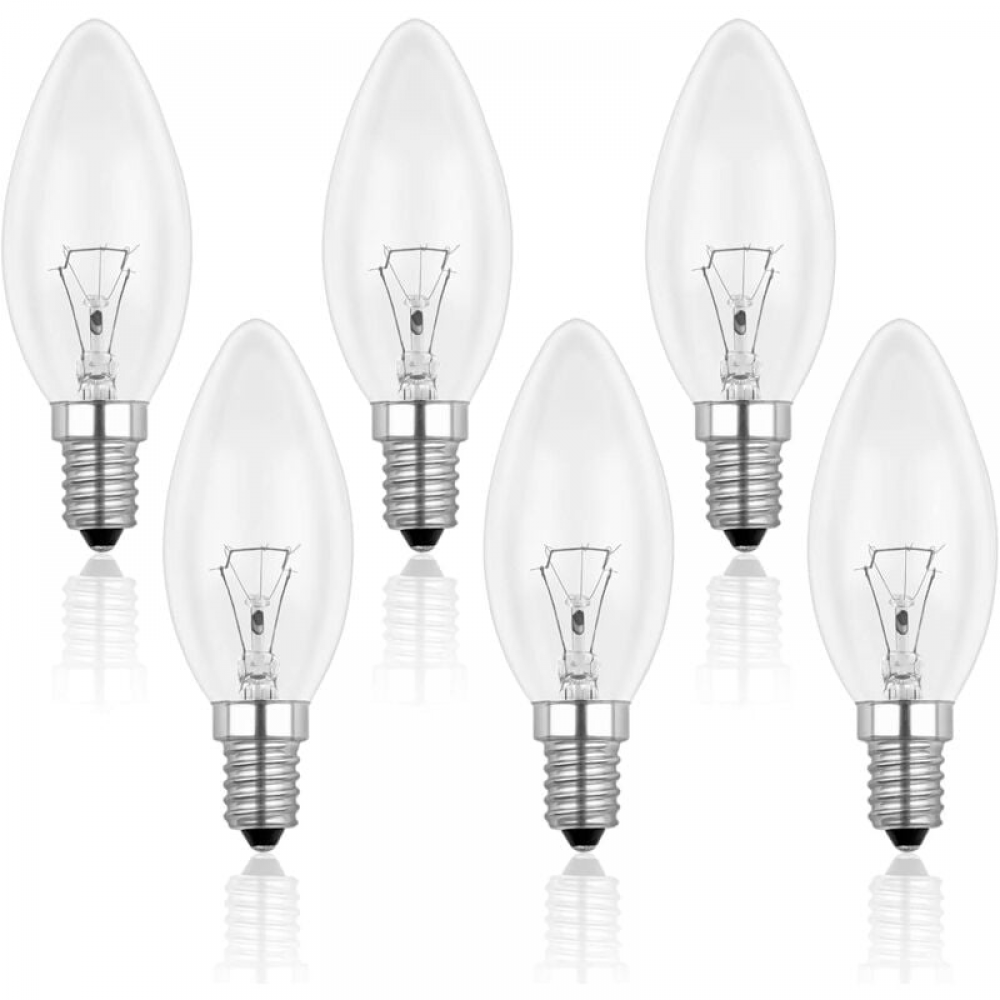 Żarówka żarowa E14 60W 230V, ściemnialna, ciepłe białe światło 2700K, 600 lumenów, przezroczysty trzonek C35, opakowanie 6 sztuk